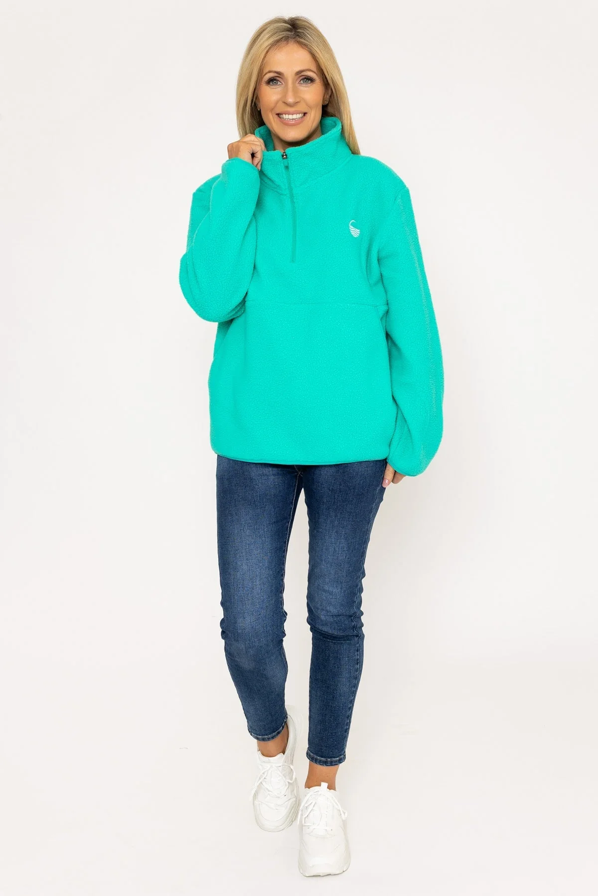 1/2 Zip Teddy Fleece in Green