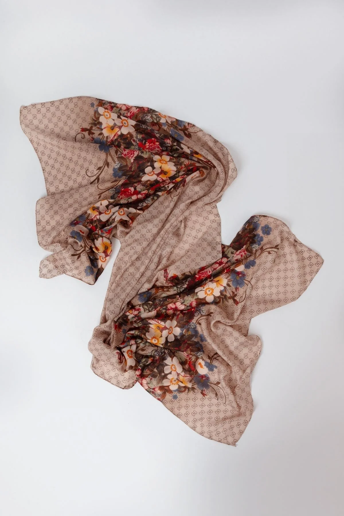 Floral Scarf in Camel