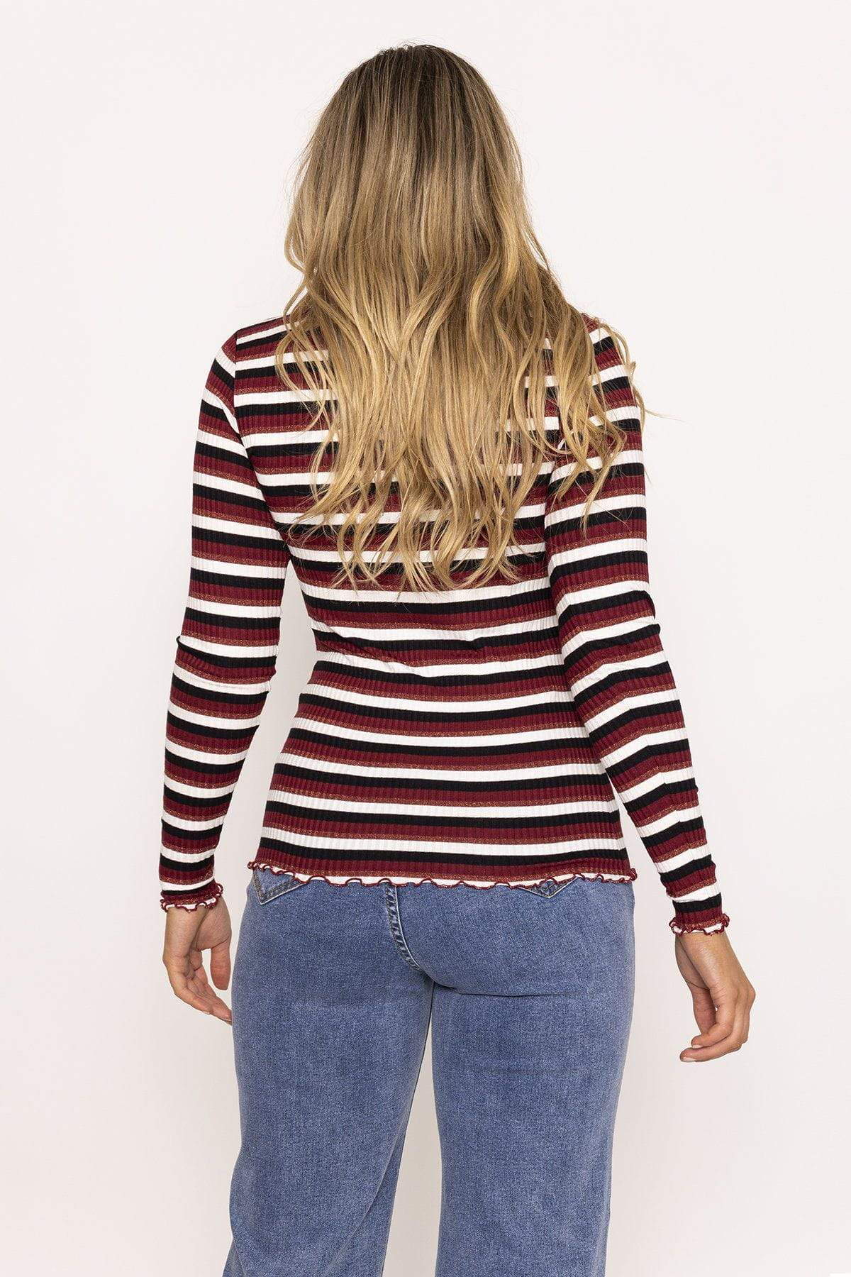 Stripe Rib Top in Burgundy