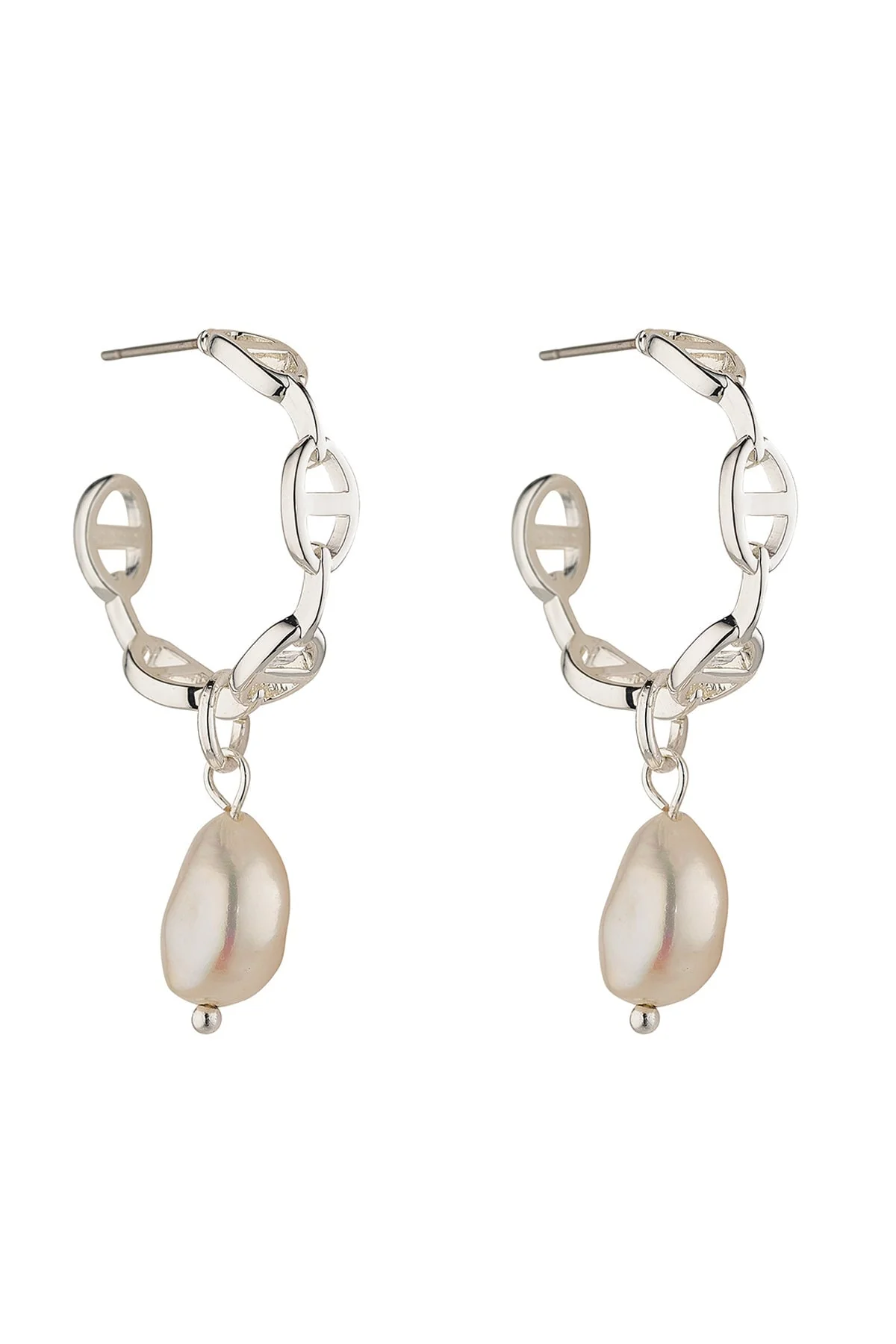 Freshwater Pearl Hoops, Silver