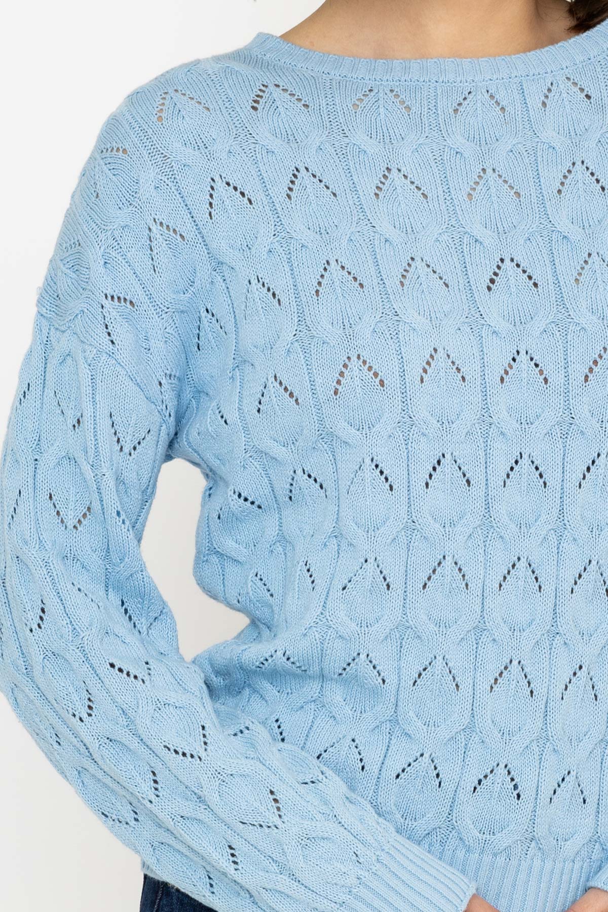 Textured Crew Neck in Blue