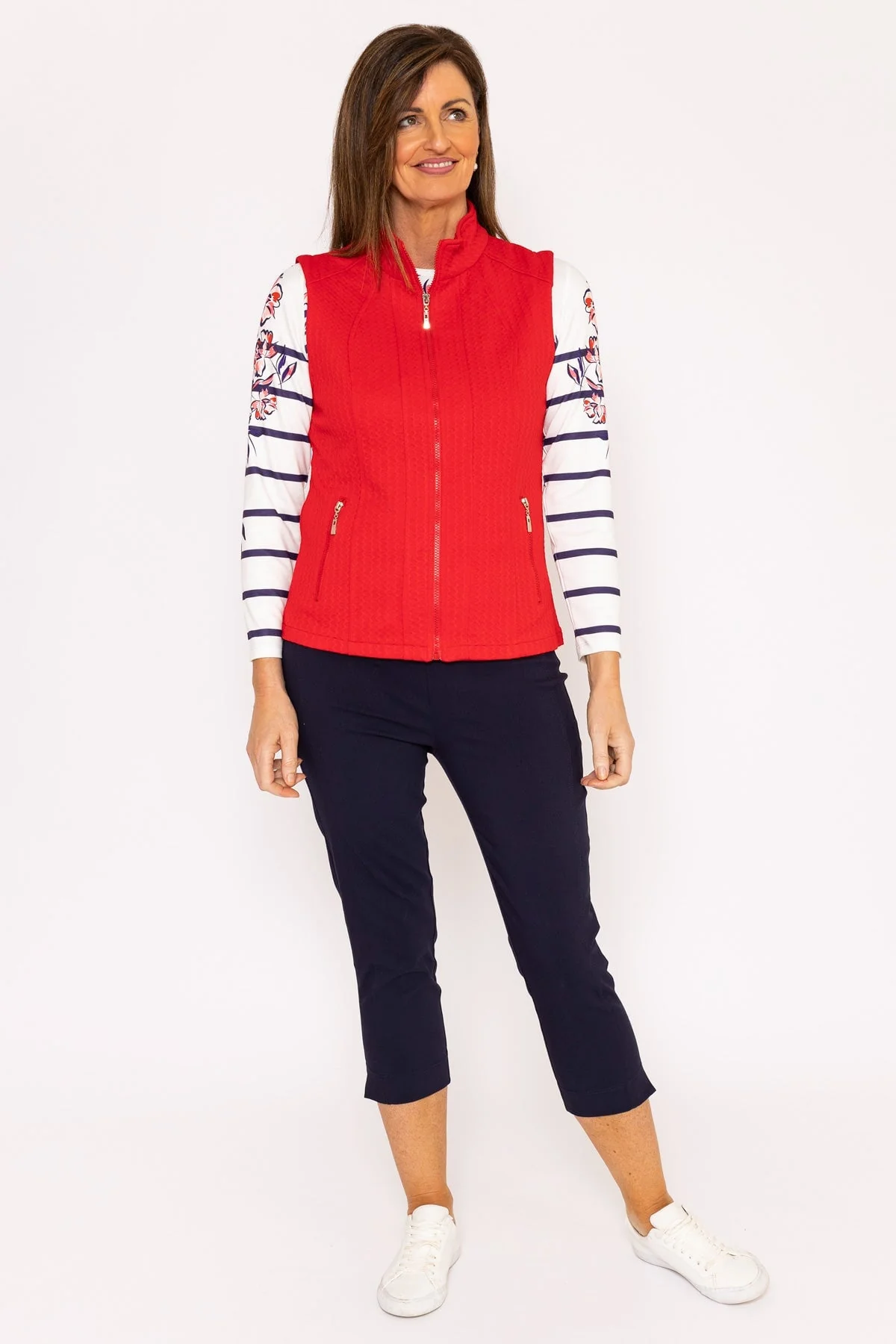Textured Jersey Gilet in Red