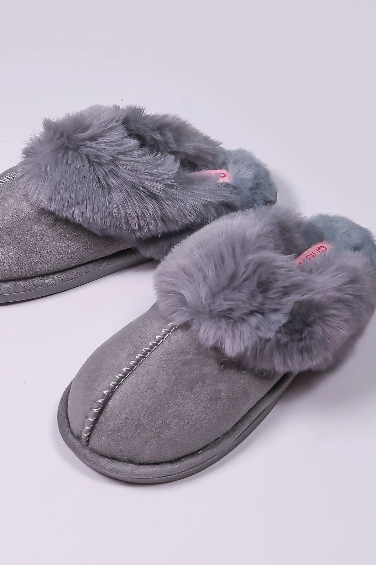 Faux Suede Mule in Grey