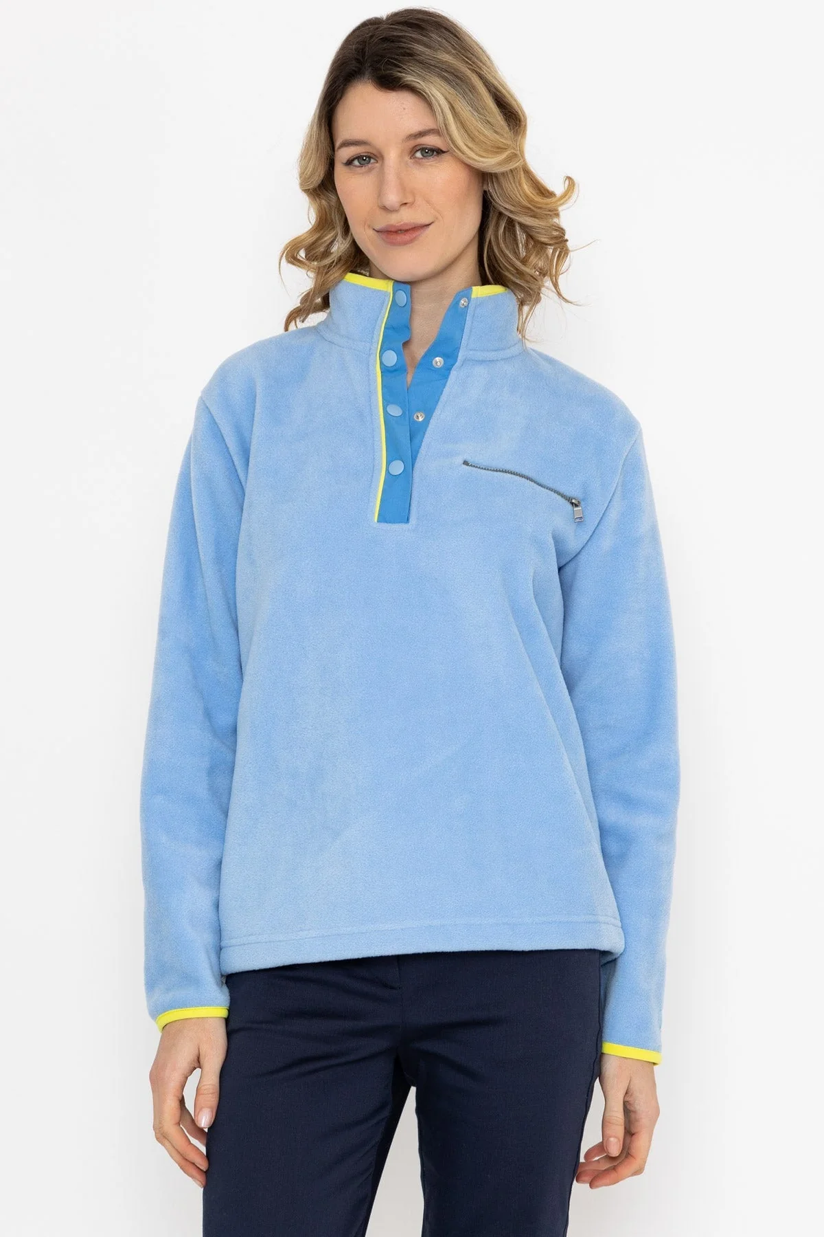 Button Snap Fleece in Blue