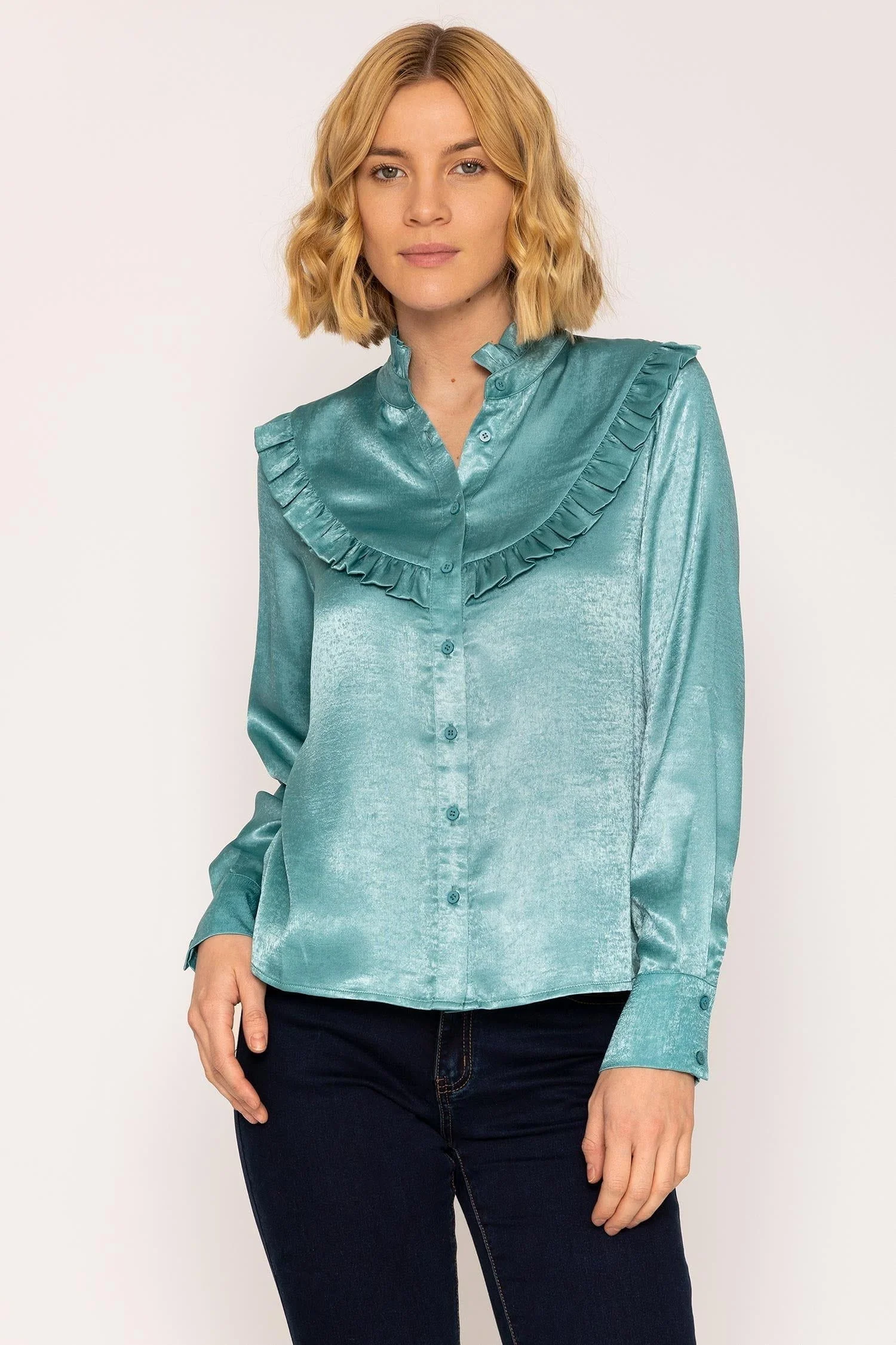 Polka Dot Satin Blouse in Green
