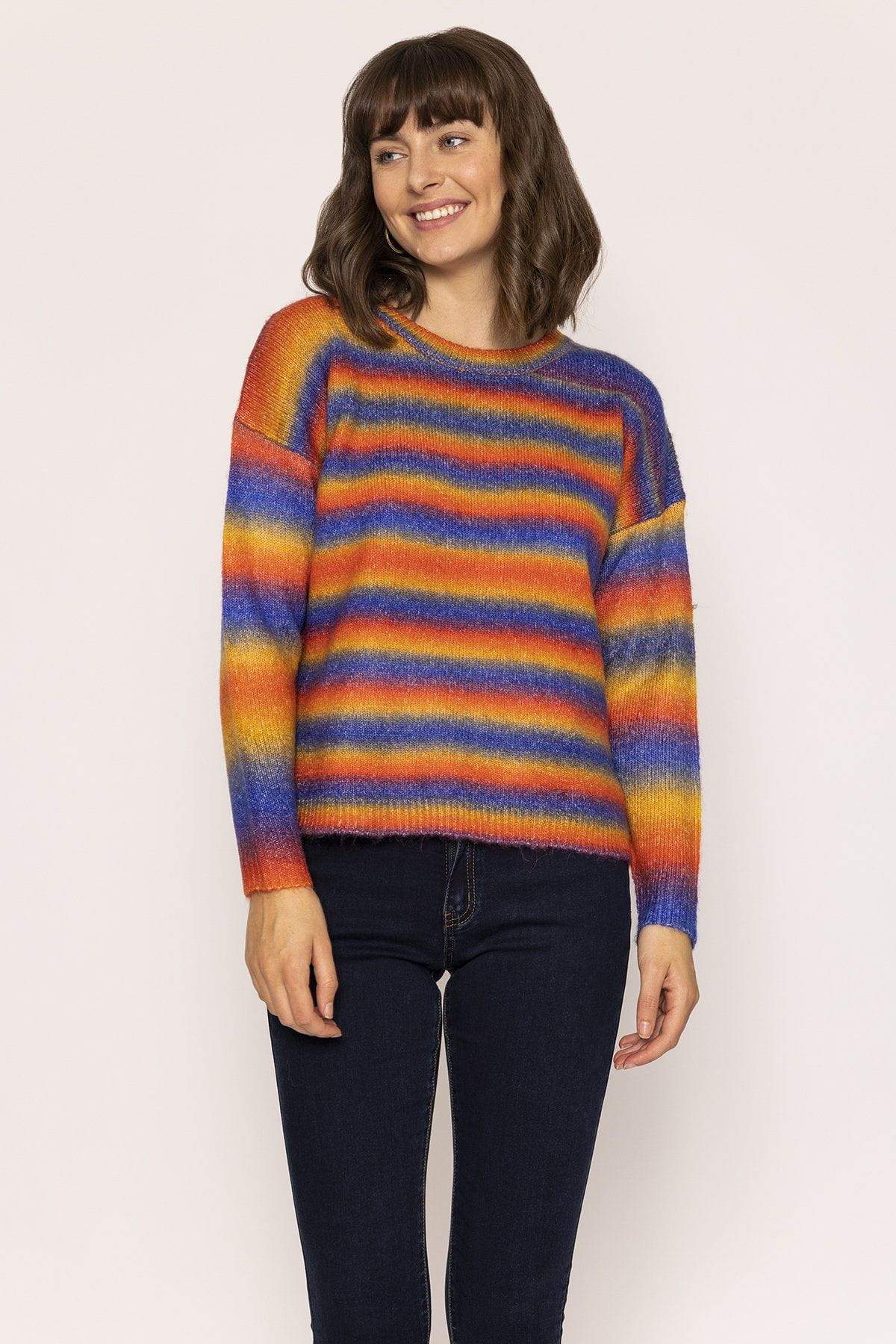 Ombre Crew Neck Knit in Blue and Orange