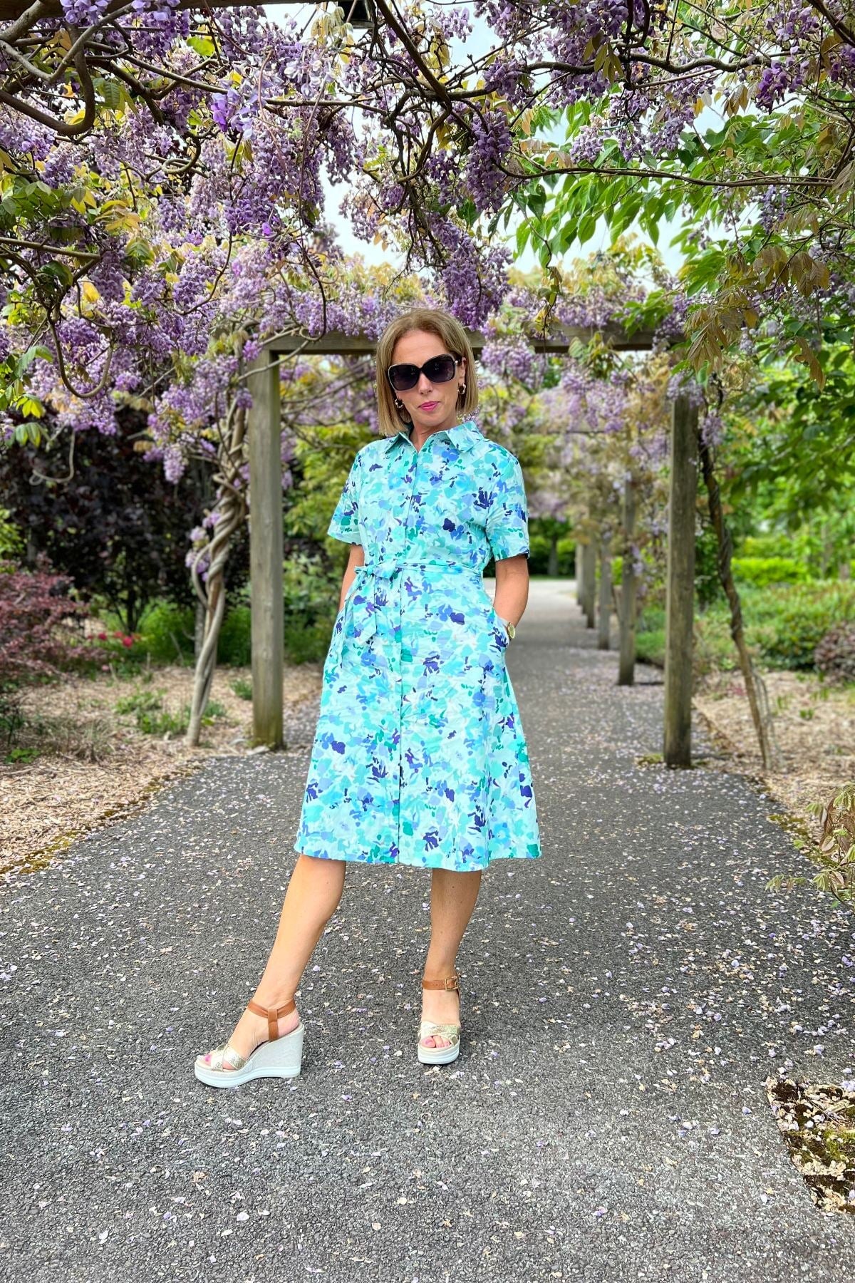 Aurora Blue Printed Shirt Dress