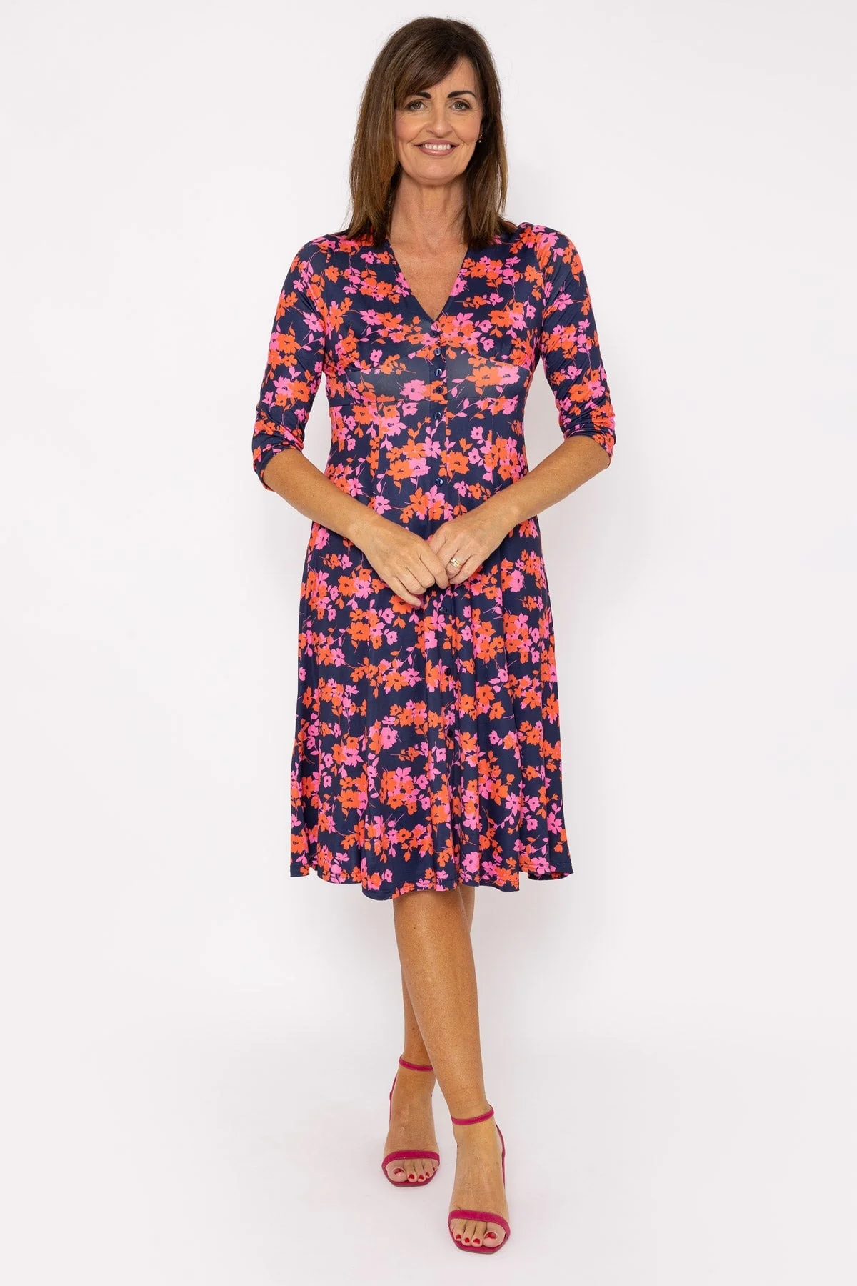 Angelina Navy Print Dress