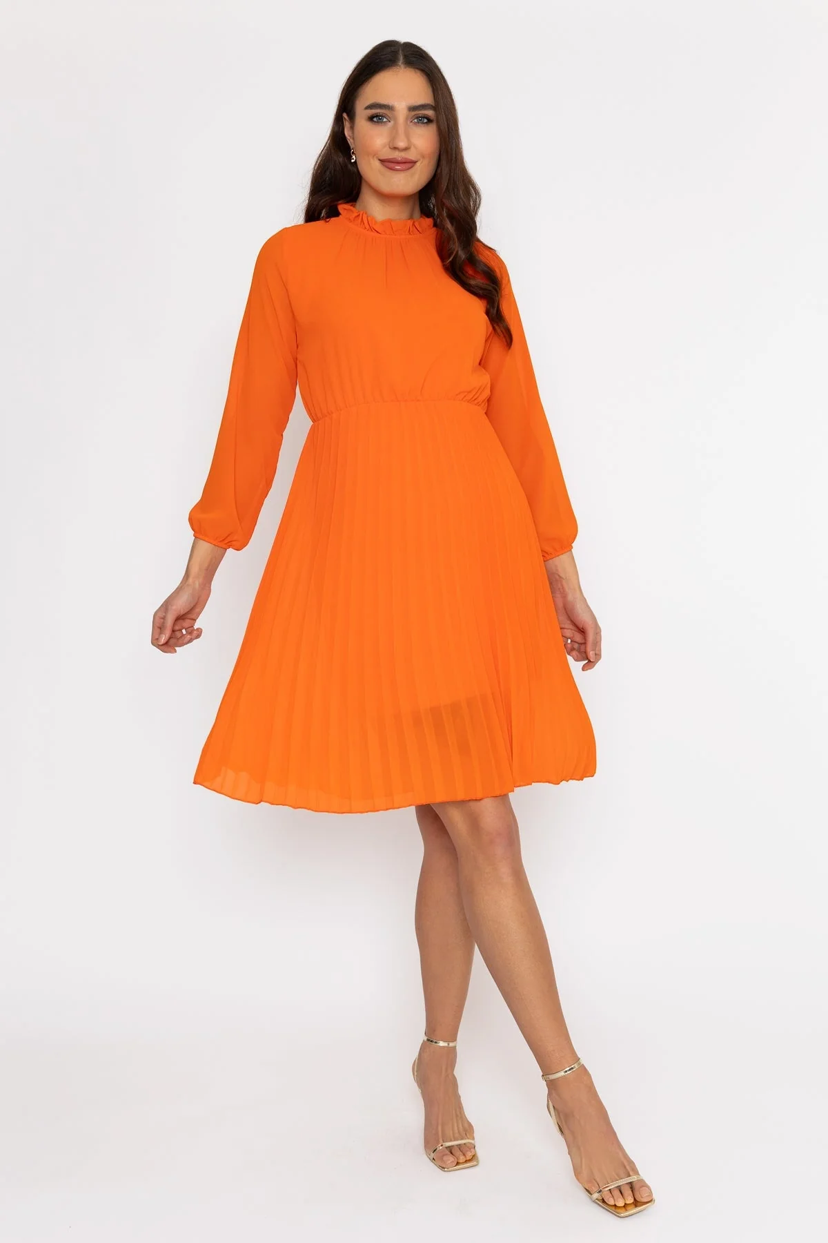 Ella Knee Length Dress in Orange