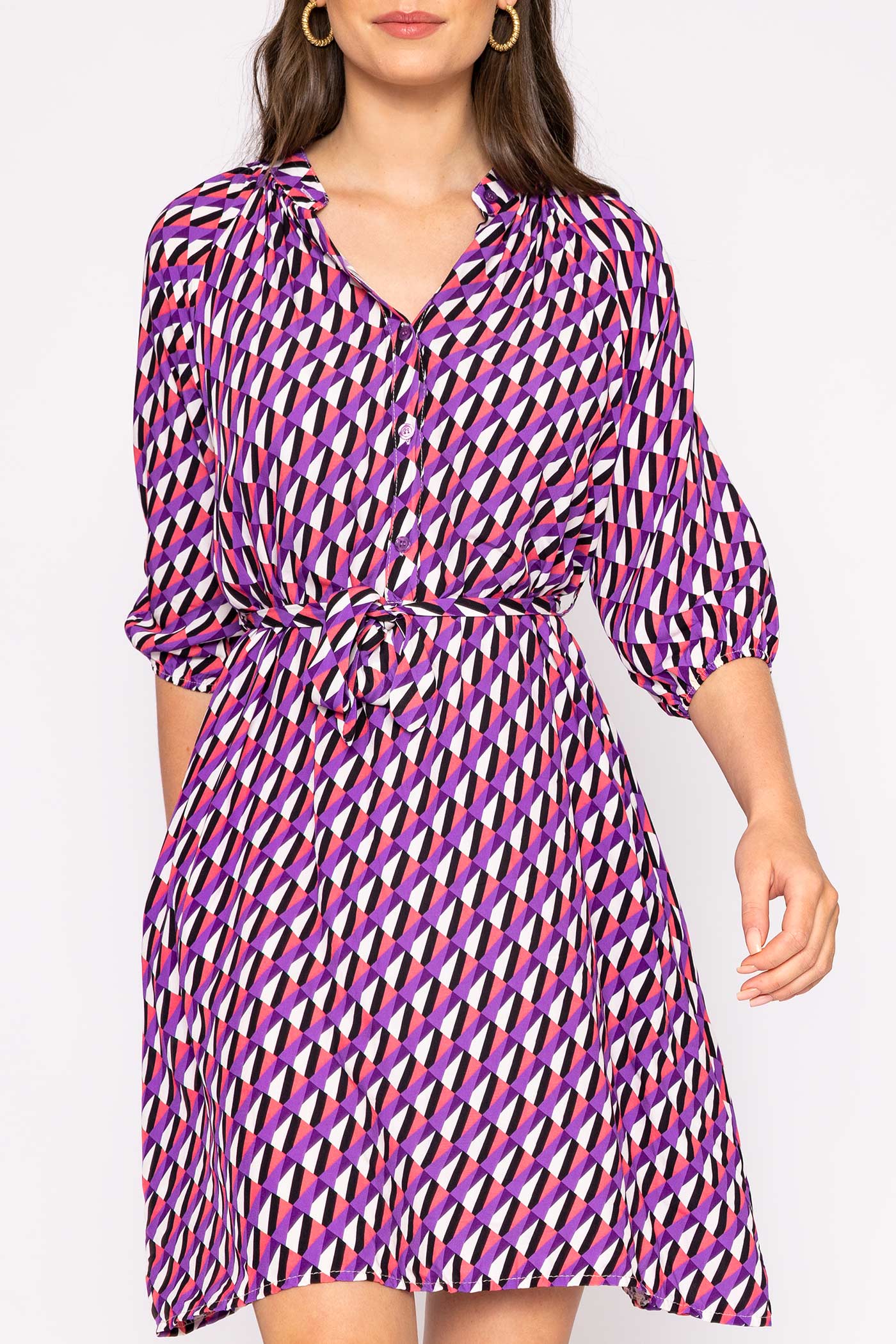 Viscose Dress in Purple Print