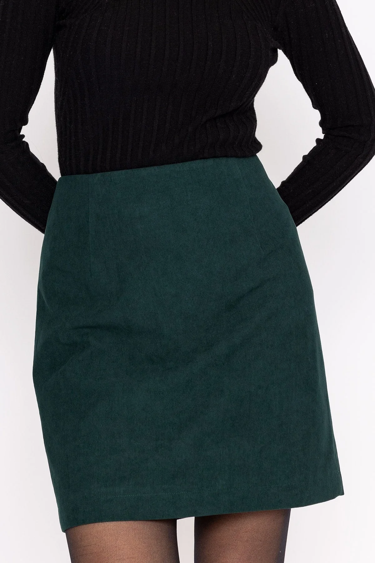 Cord Mini Skirt in Green