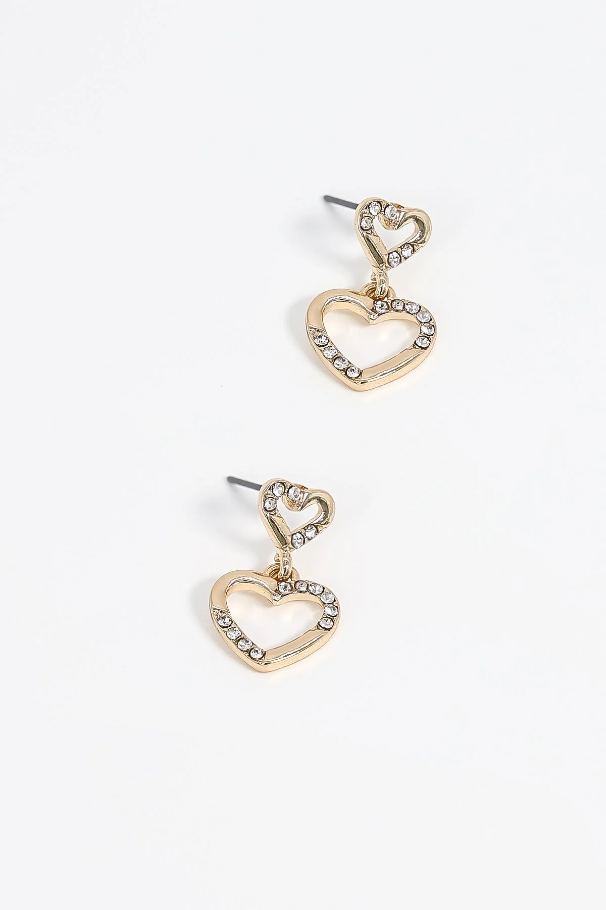 Double Heart Drop Earrings