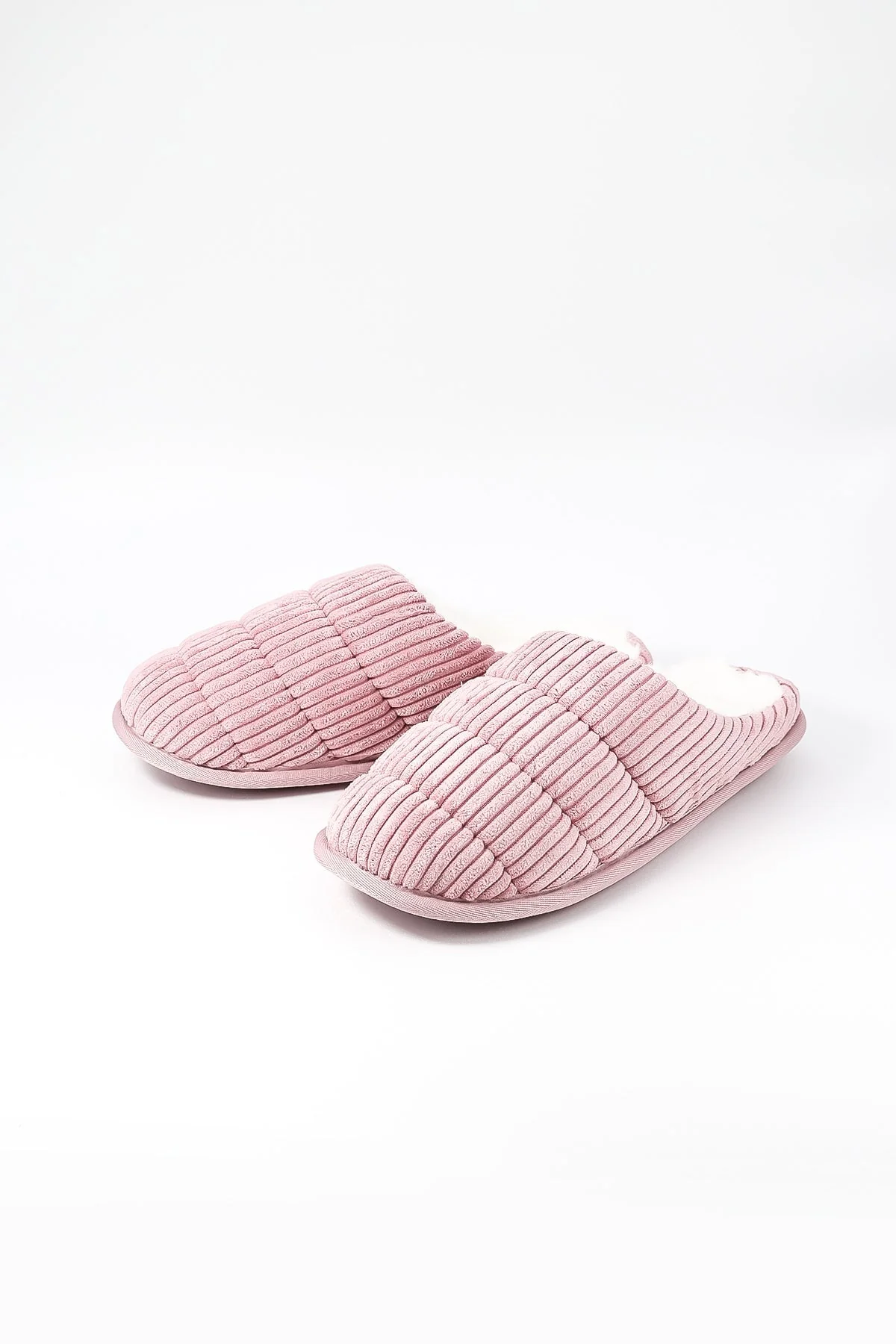 Velour Ribbed Mule Slipper in Pink