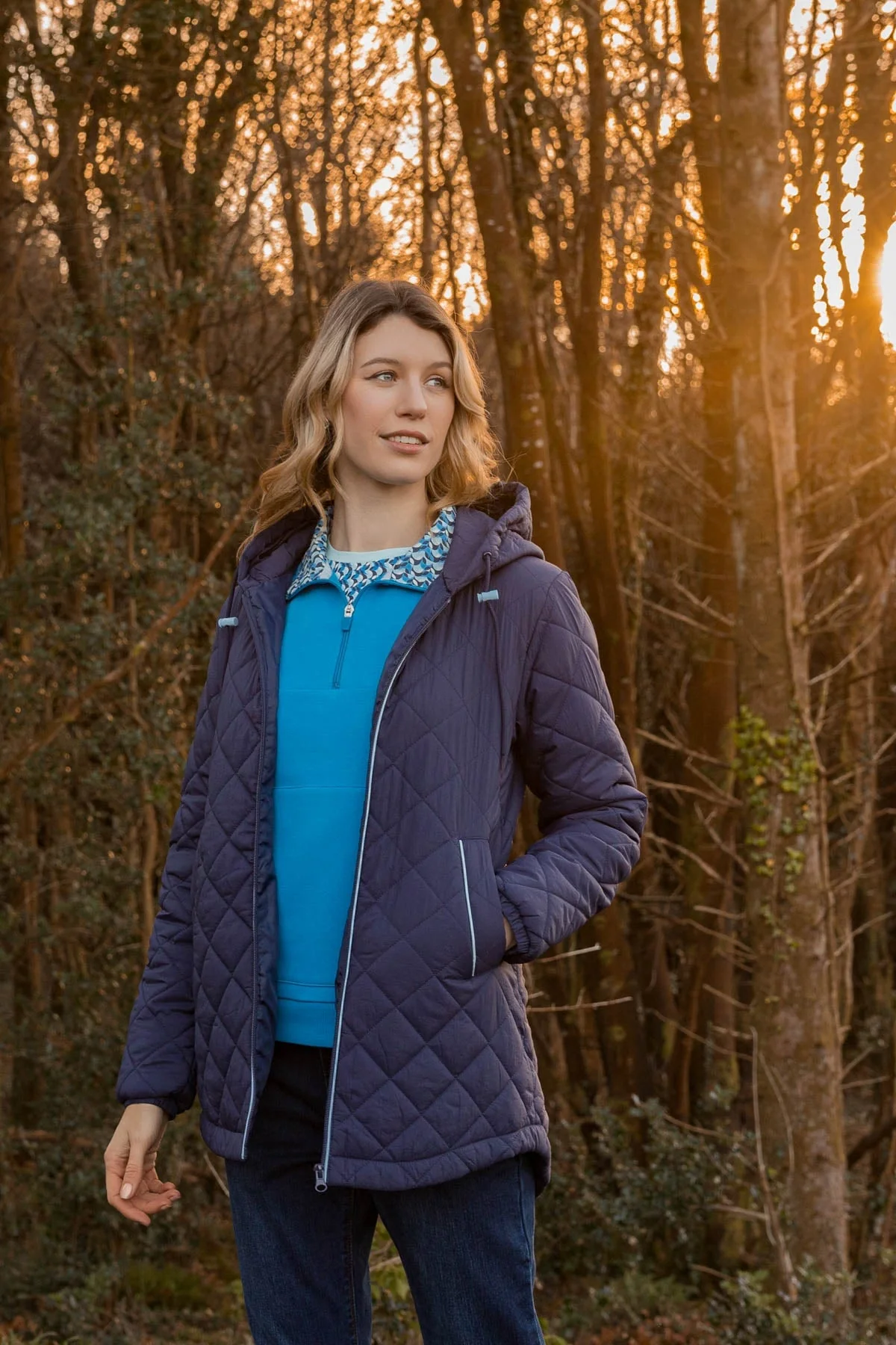 Blue 1/4 Zip Pocket Sweatshirt