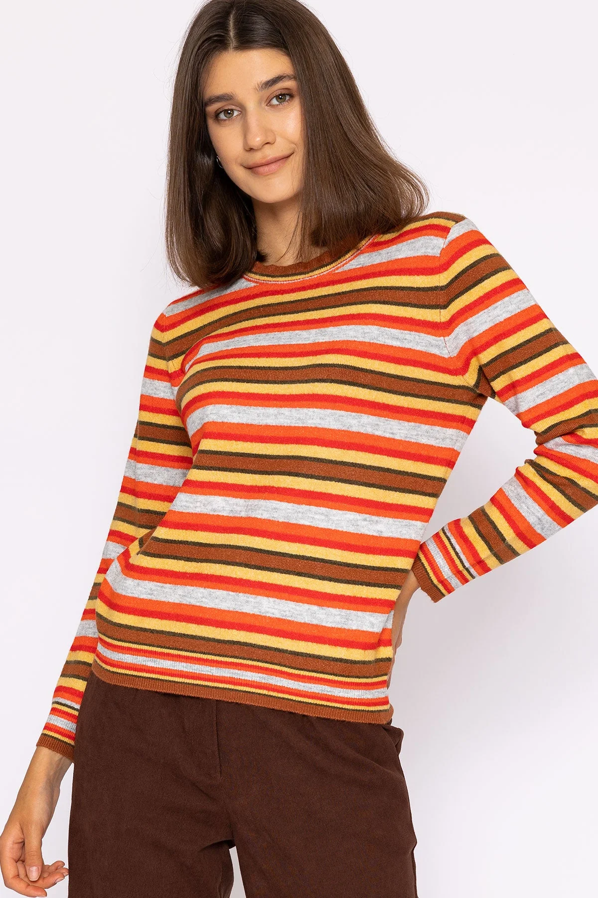 Stripe Ruffle Neck in Multi