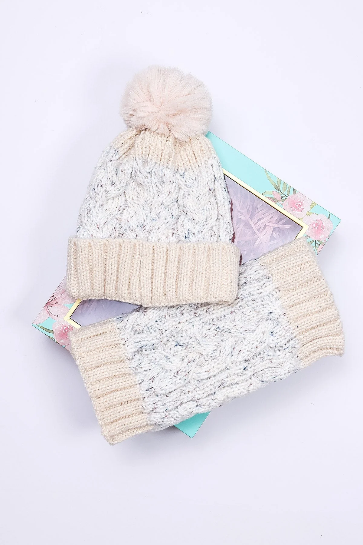 Cable Knit Beanie and Snood Set