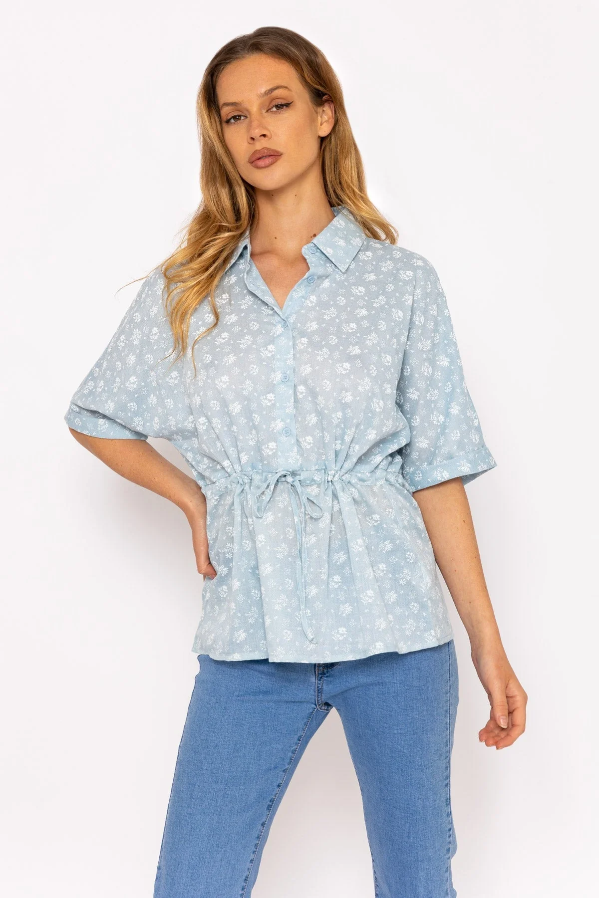 Tie Waist Blouse in Blue
