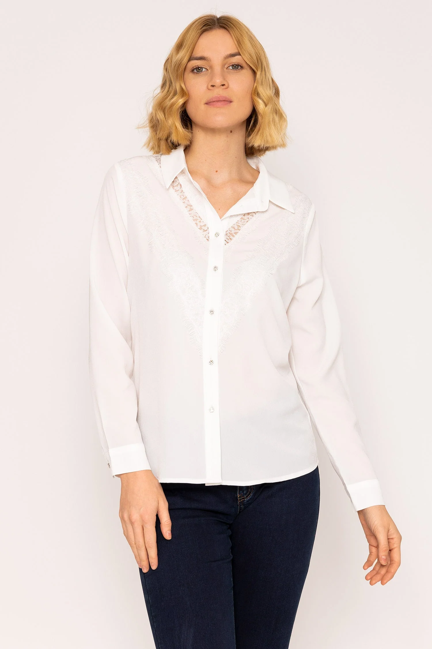 Lace Trim Blouse in Ivory