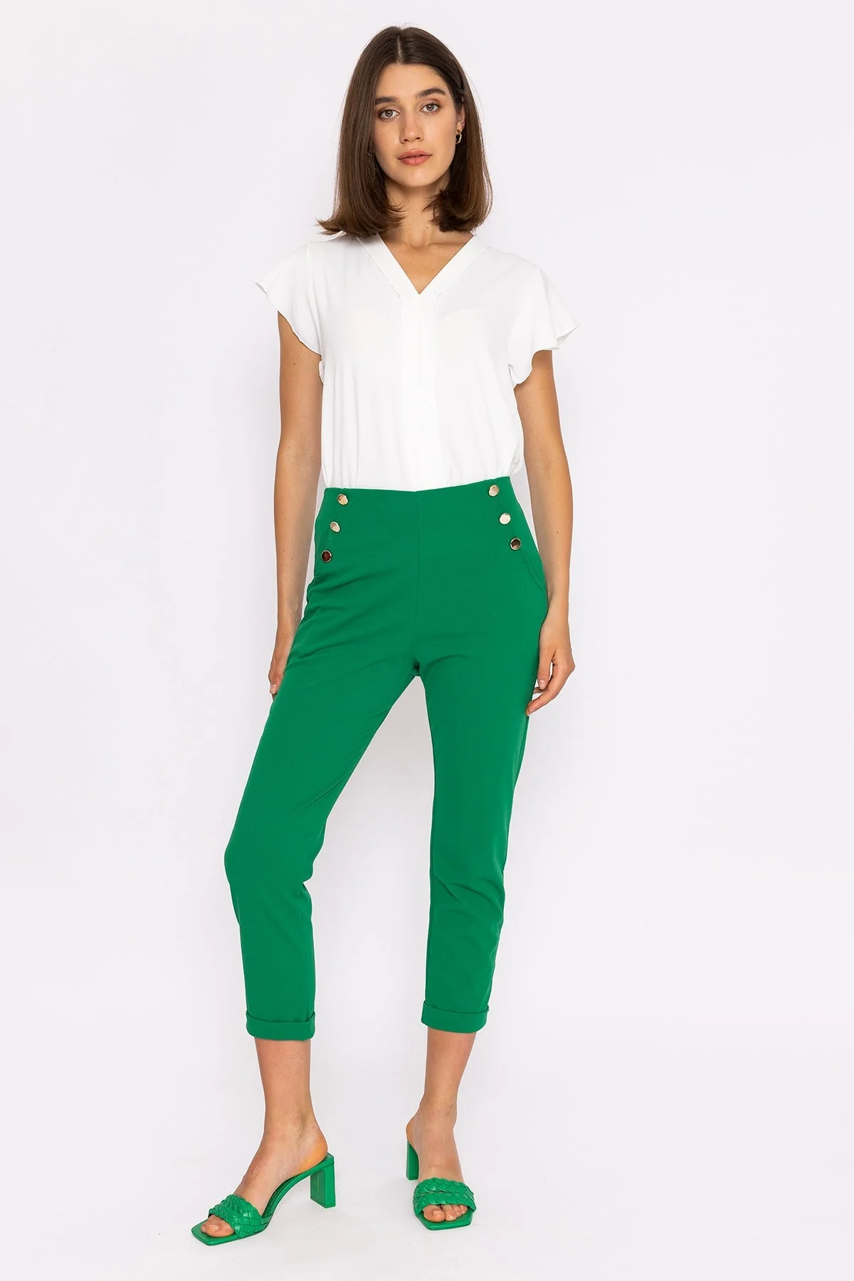 High Waist Trousers in Green
