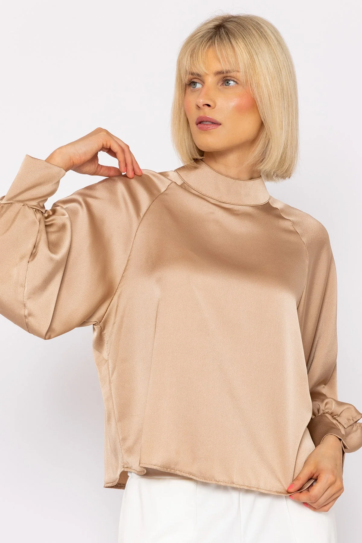 Pandora Sateen Top In Beige