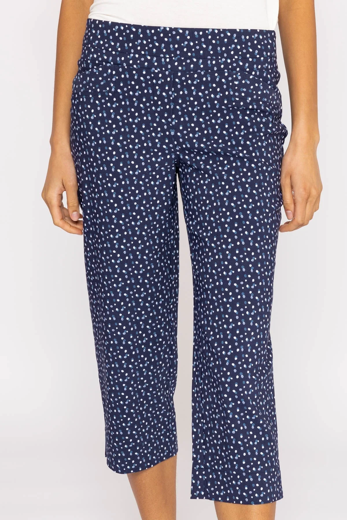Bengaline Crop Pants in Navy Print