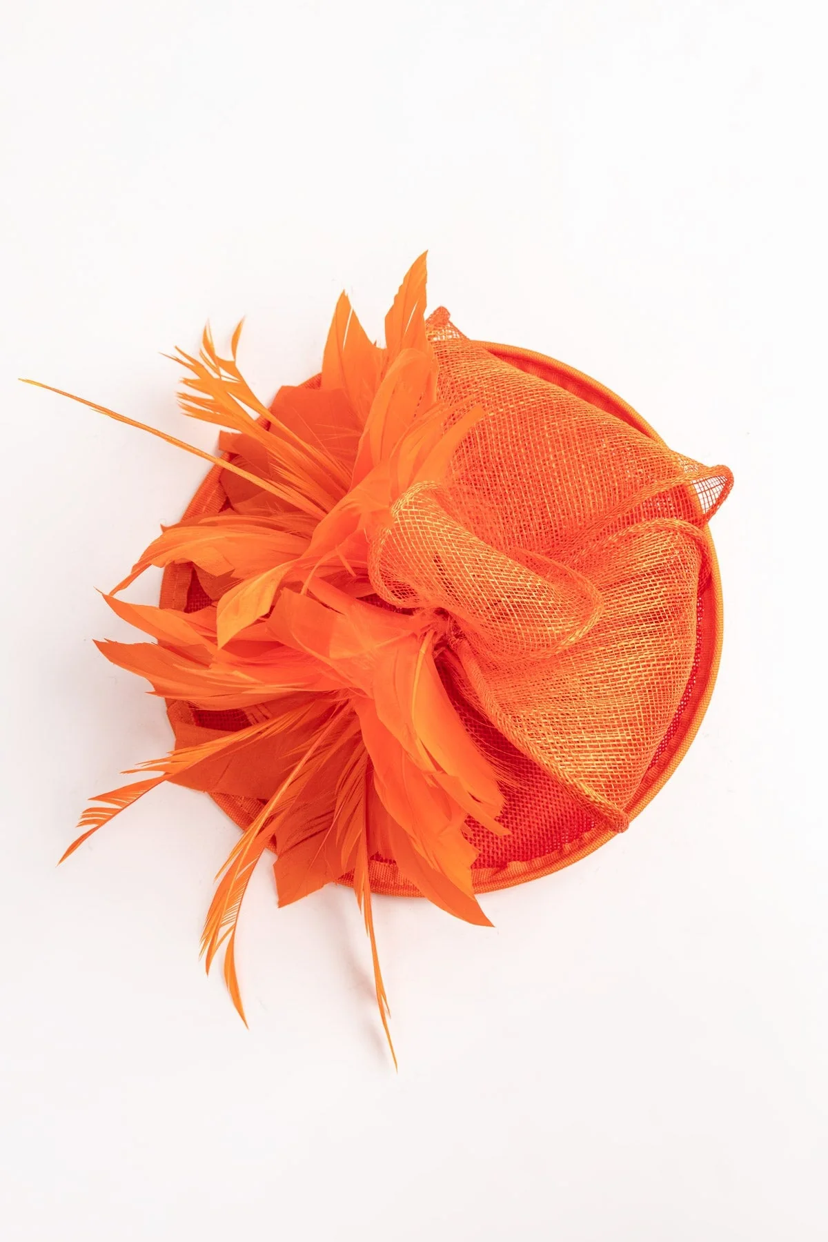 Sinamay Feather Fascinator in Orange