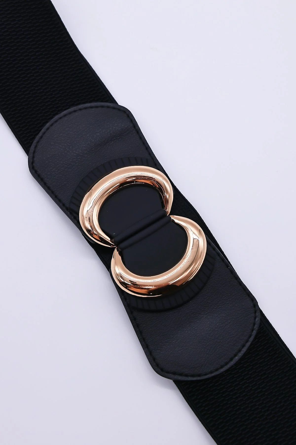 Black Elastic Belt With Gold Clasp