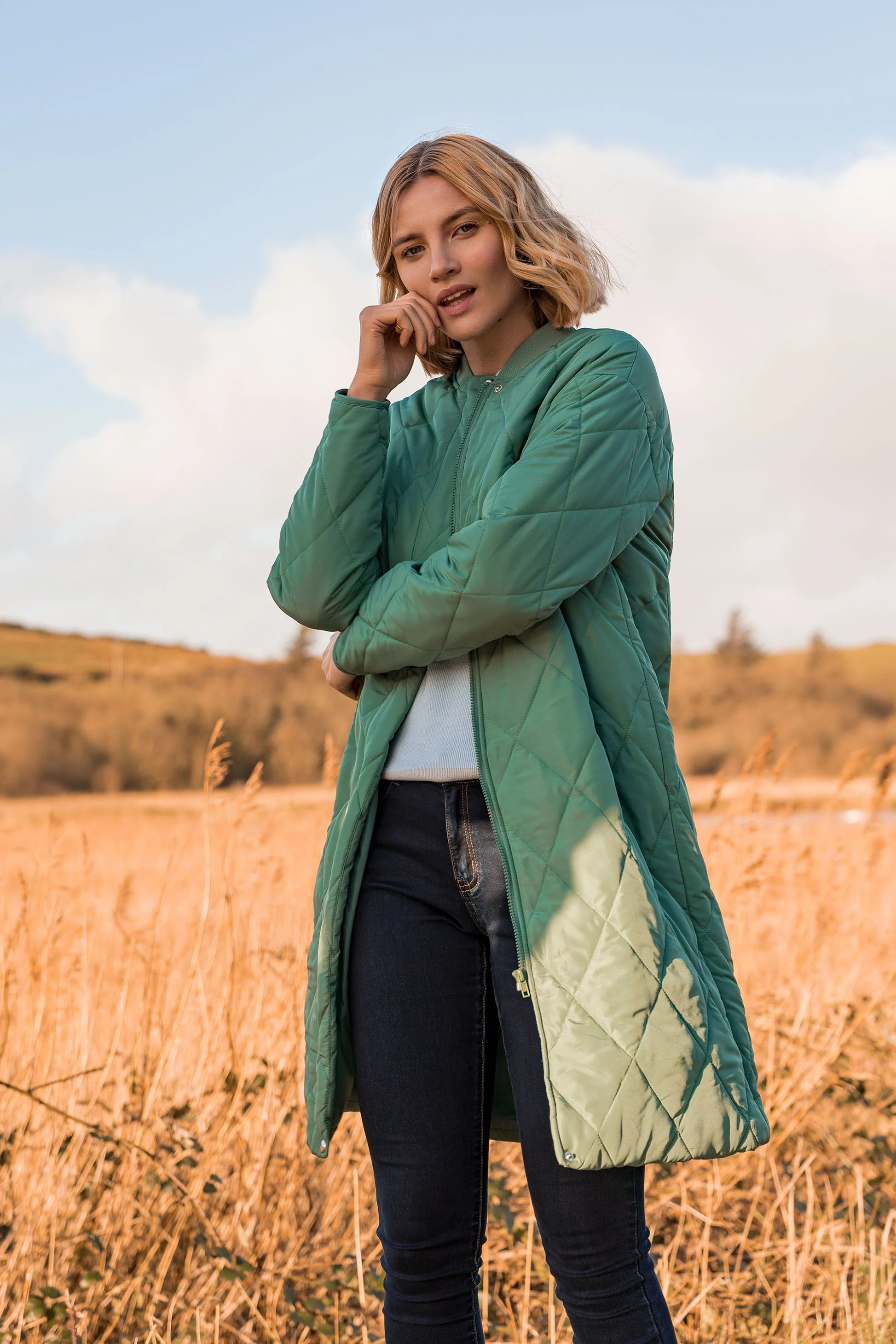 Quilted Chuck on Jacket in Sage