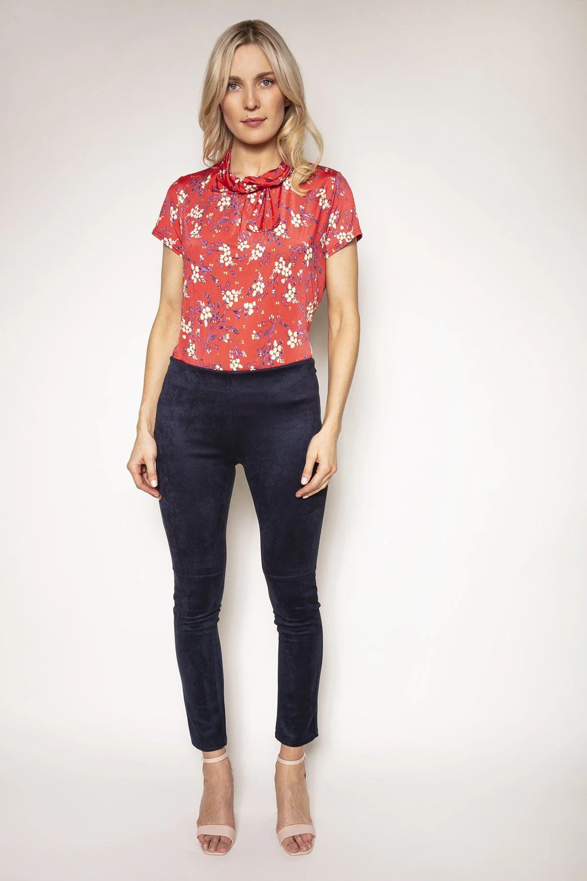 Suedette Trousers in Navy