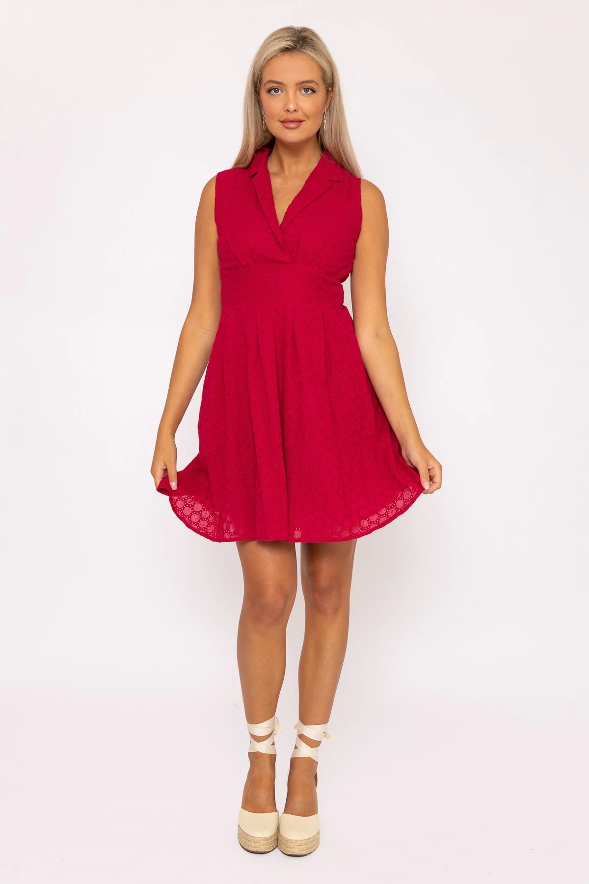 Pink Wrap Broderie Mini Dress