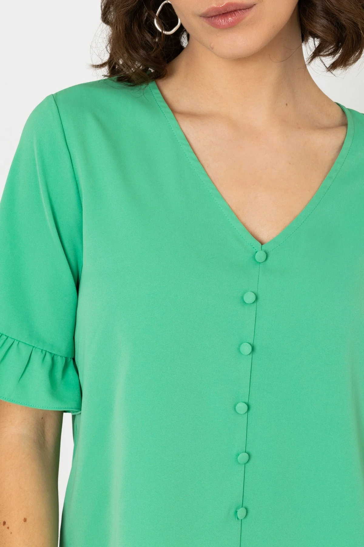 Button Blouse in Green