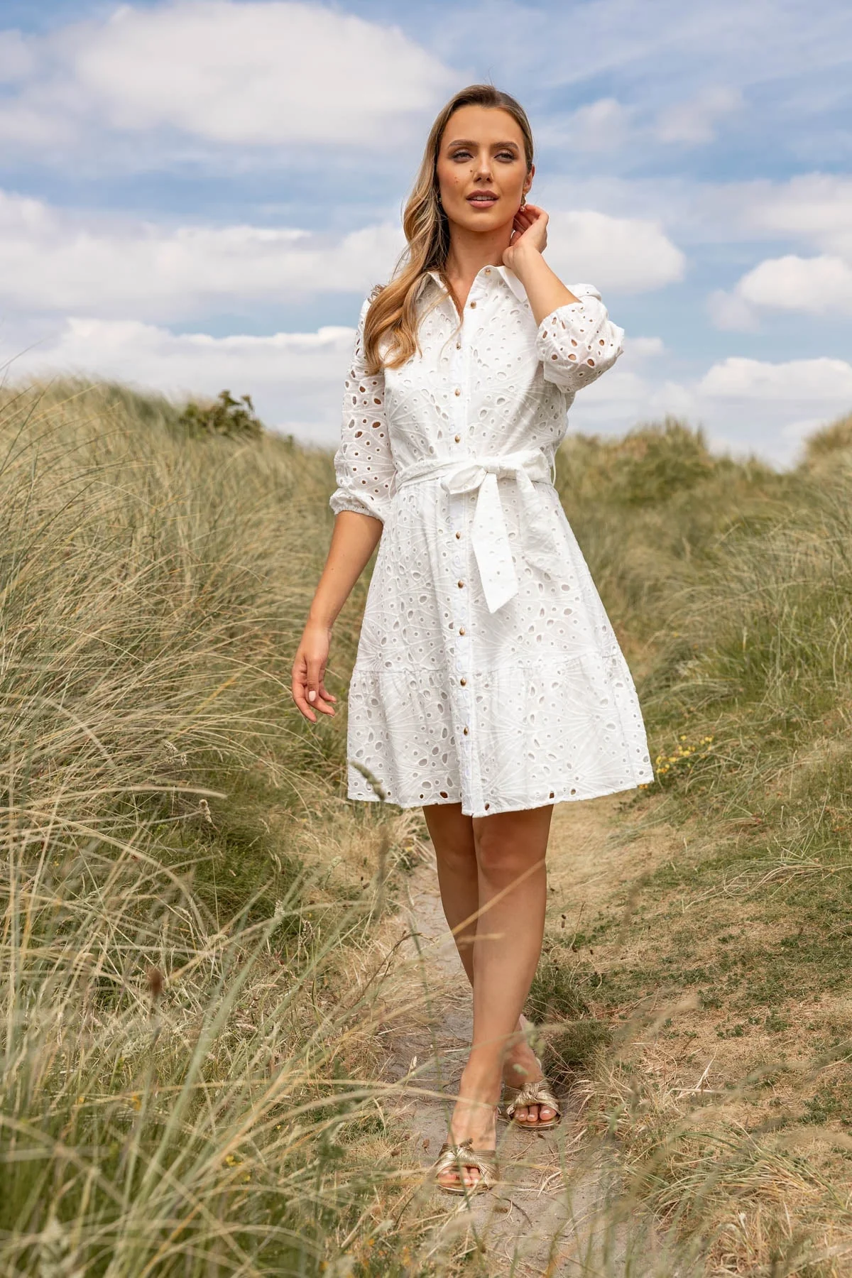White Short Broderie Dress