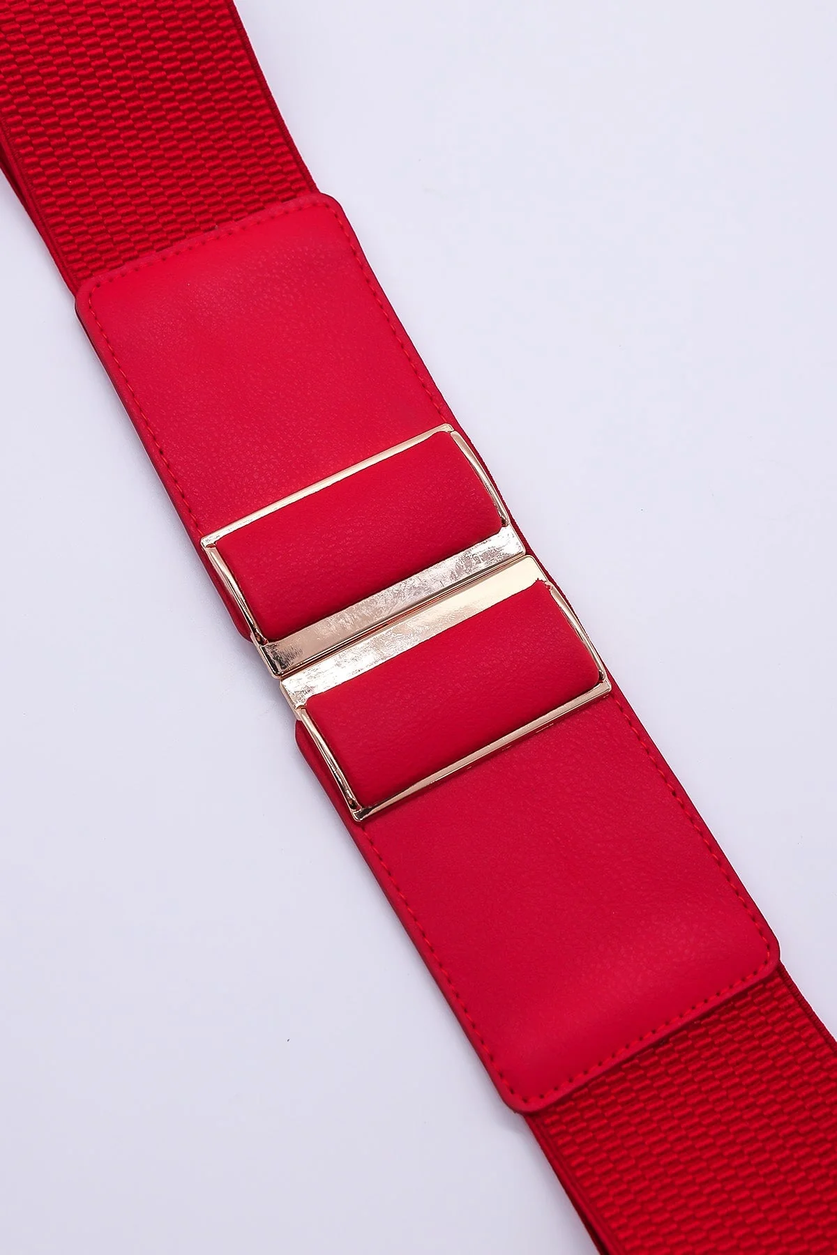 Gold Clasp Elastic Belt in Red
