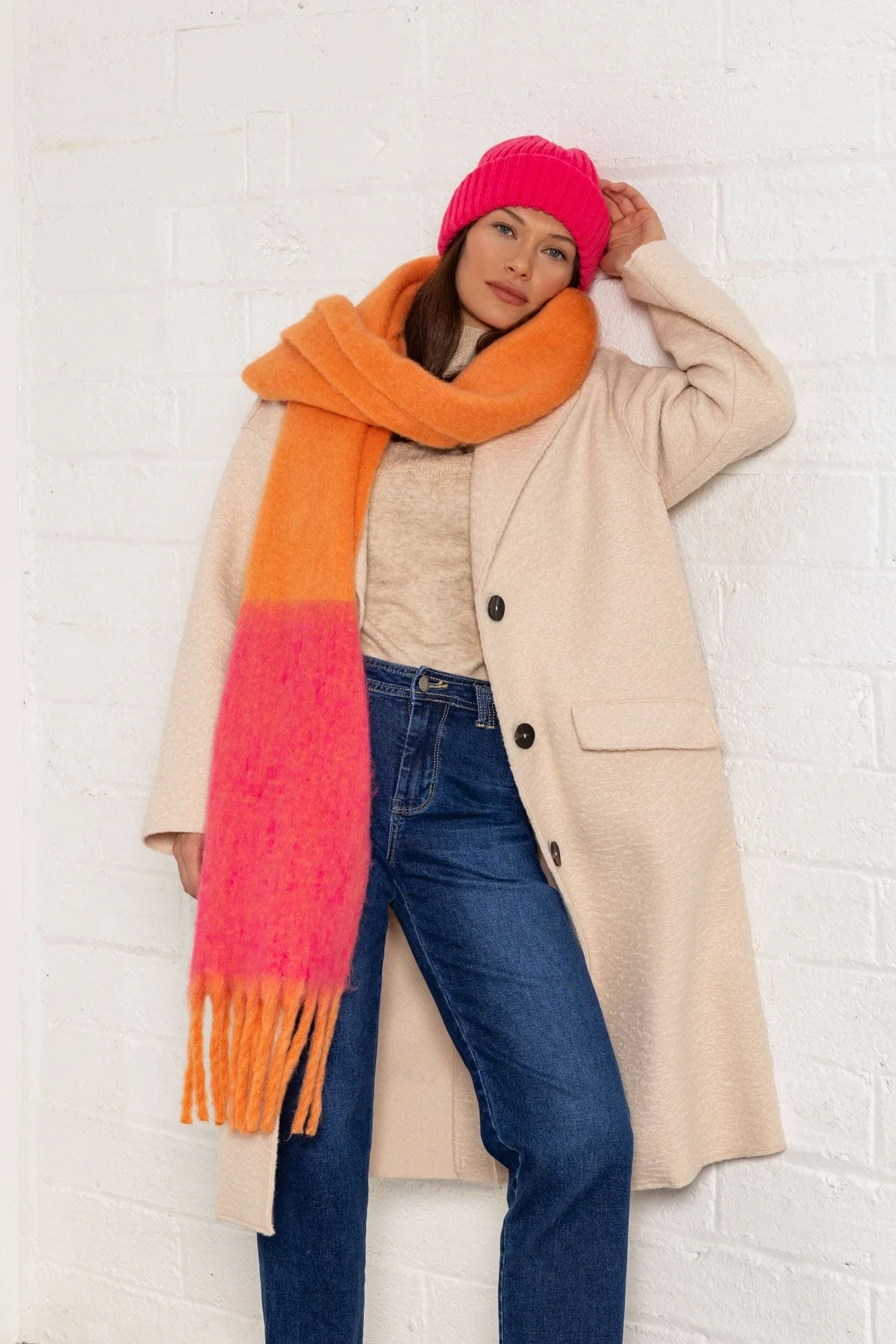 Recycled Fabric Colour Blend Scarf in Pink