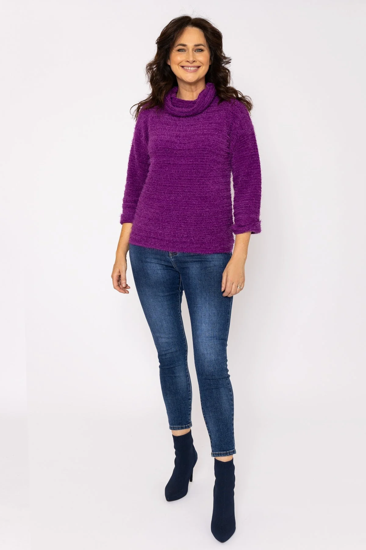 Soft Touch Roll Neck Knit in Purple