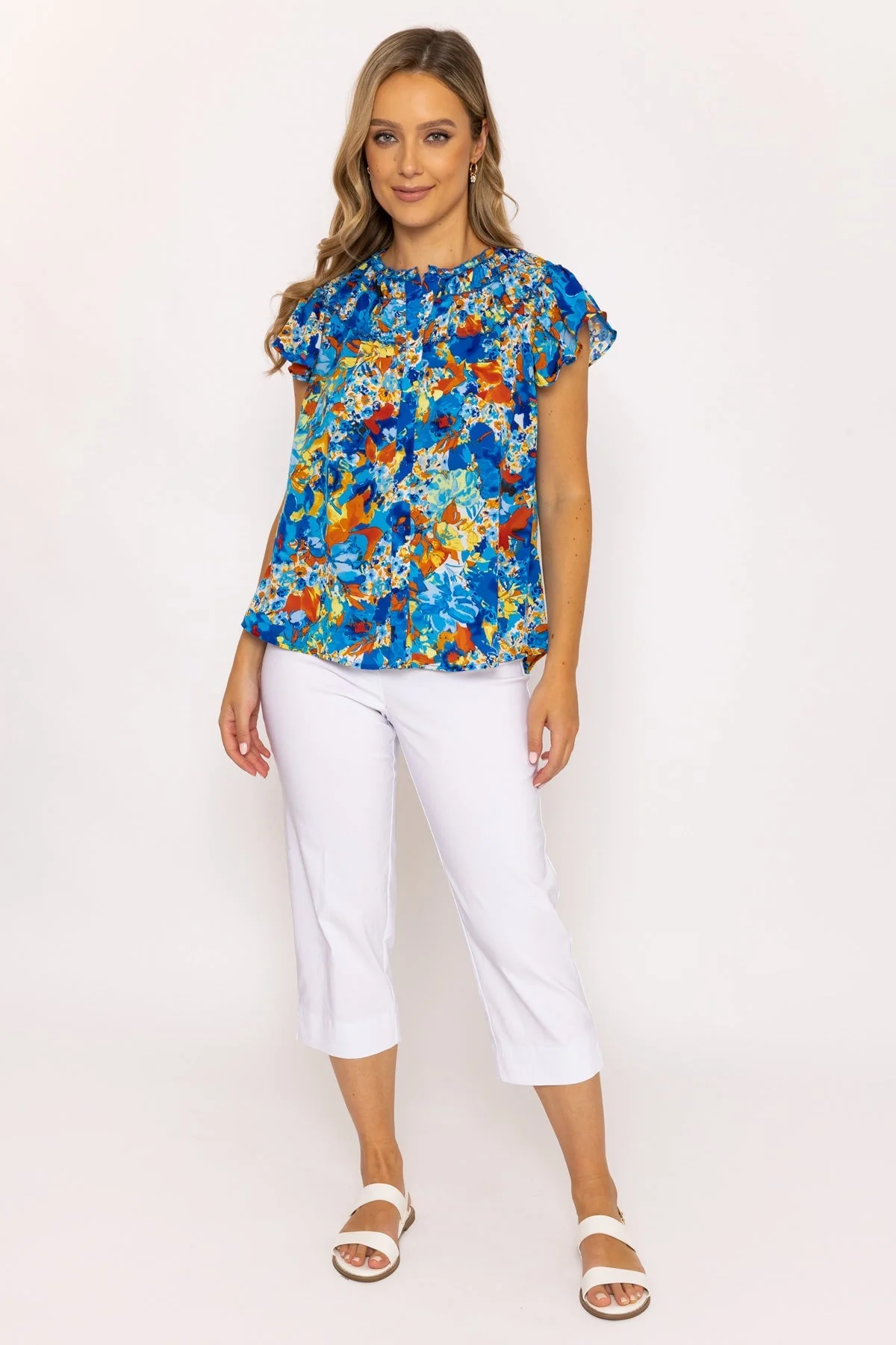 Ruffle Blouse in Multi Print
