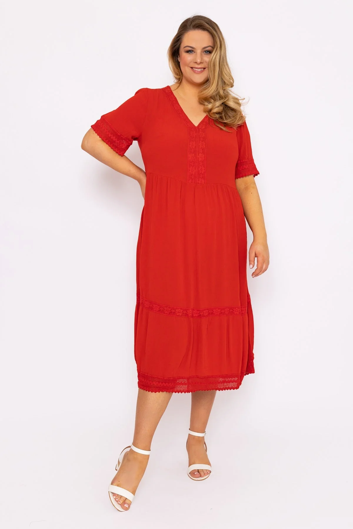 Tunic Midi Dress in Red