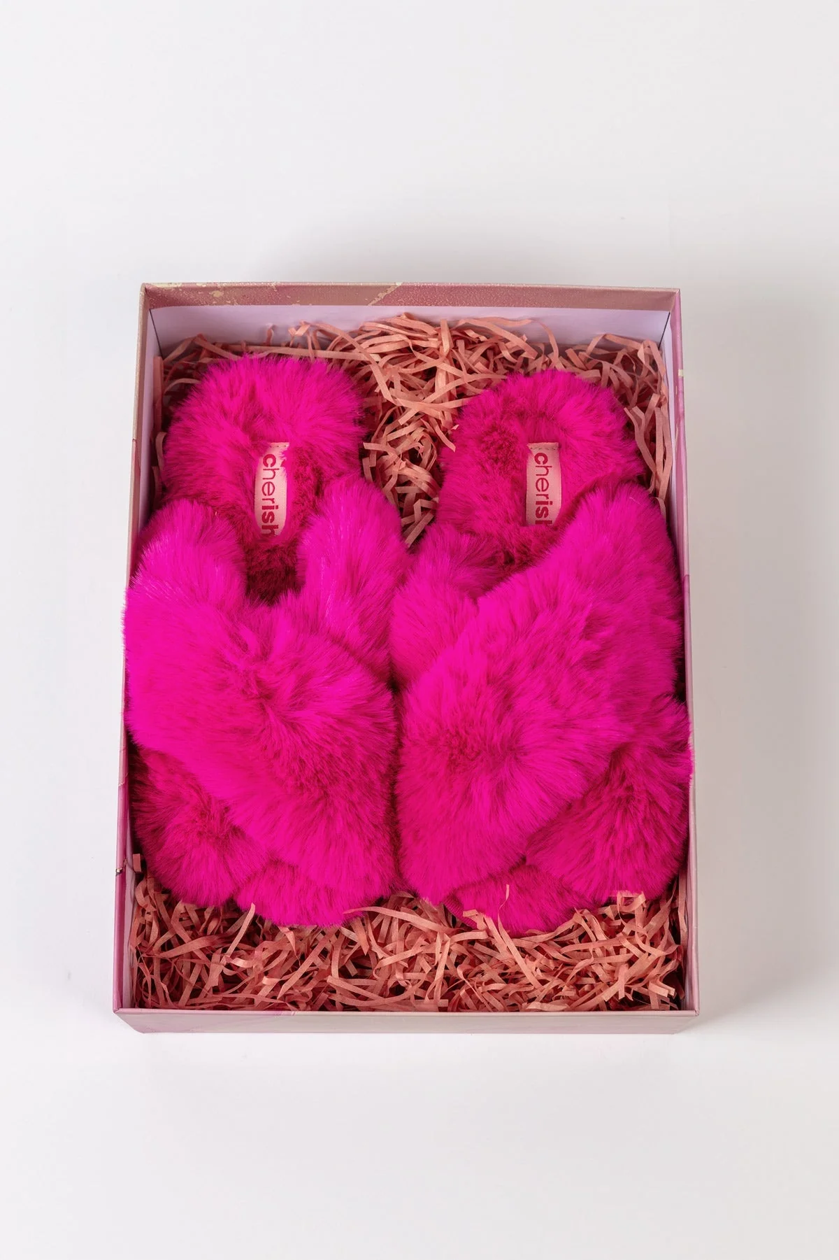 Boxed Faux Fur Quilted Slippers in Pink