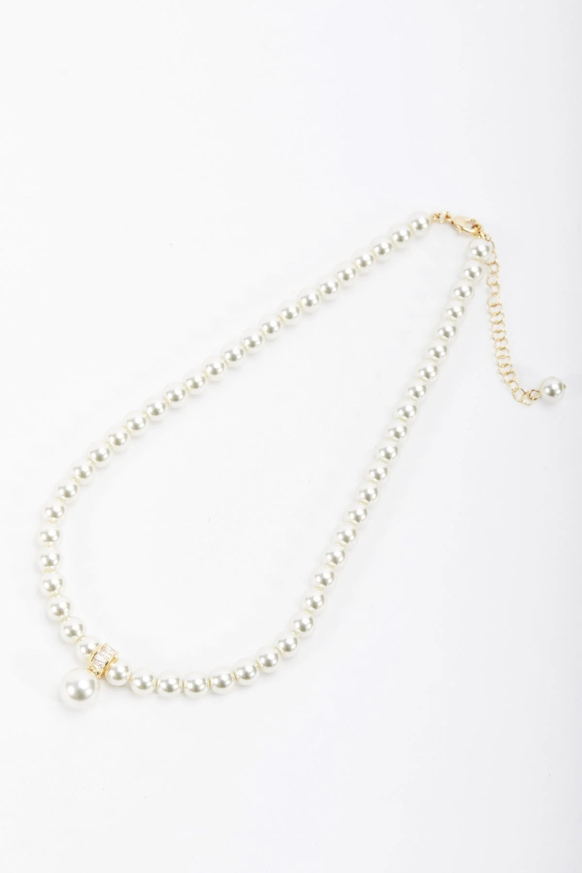 Gold Tone Drop Pearl Necklace