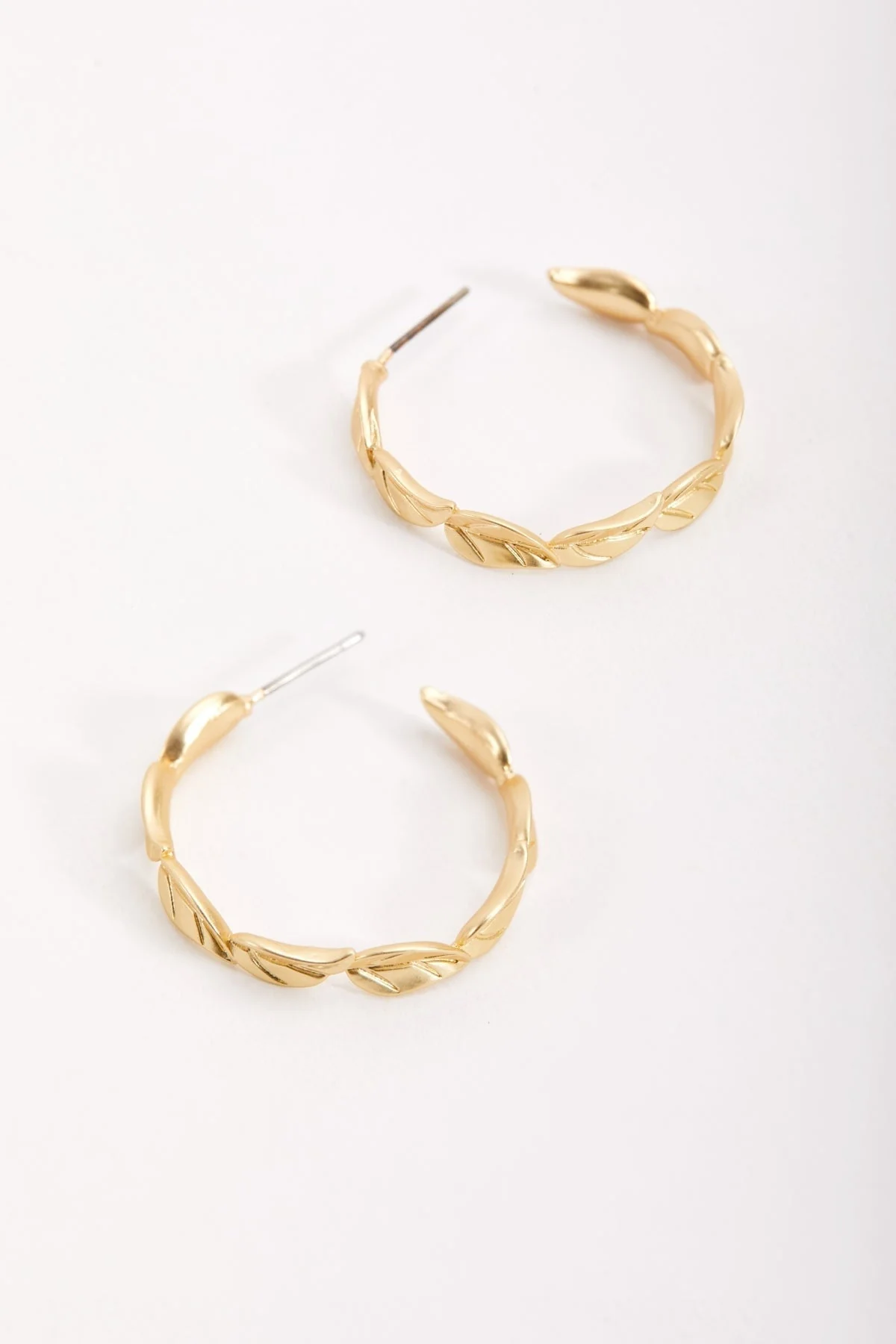 Open Hoop Leaf Earrings