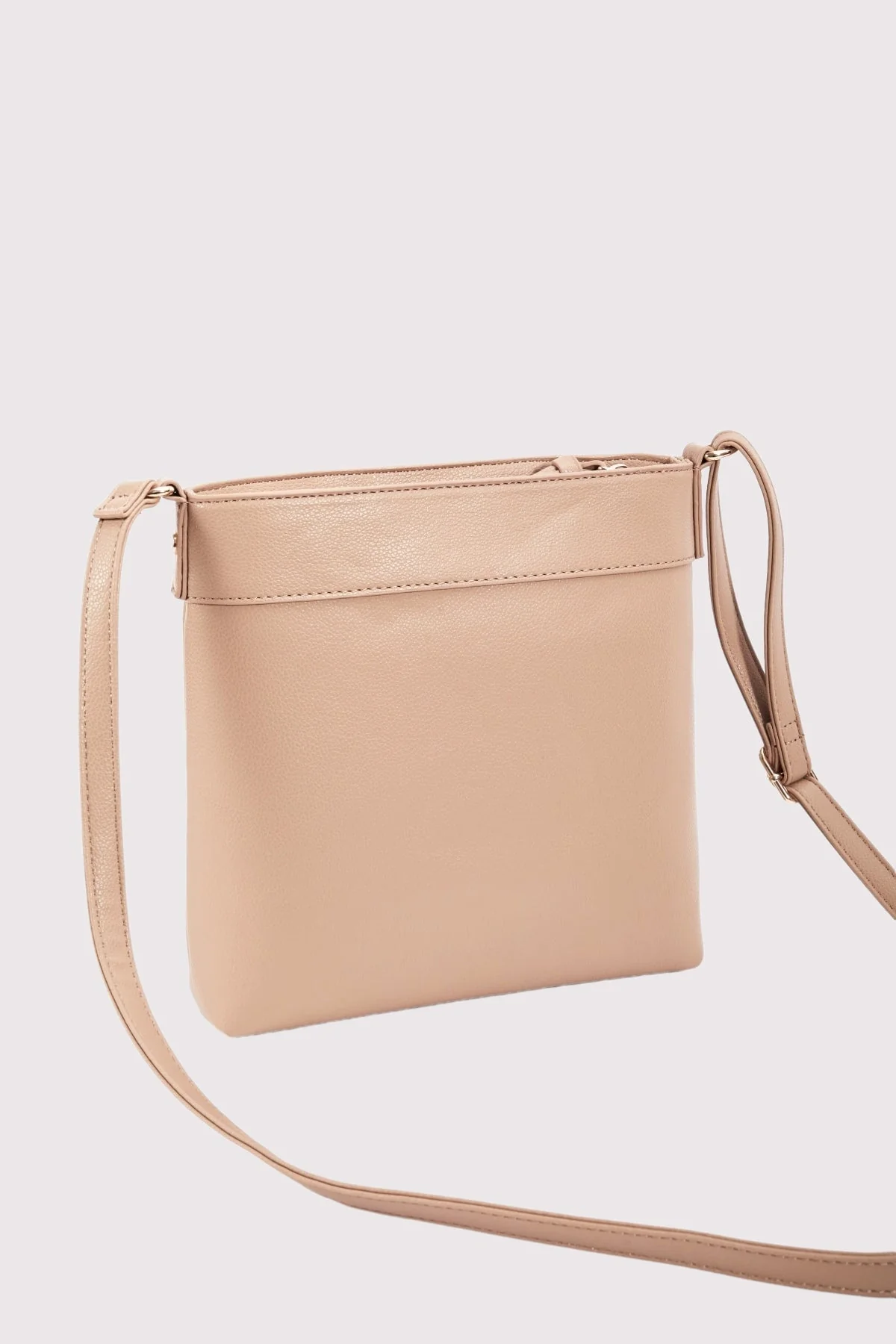 Classic Crossbody Front Zip Bag in Beige