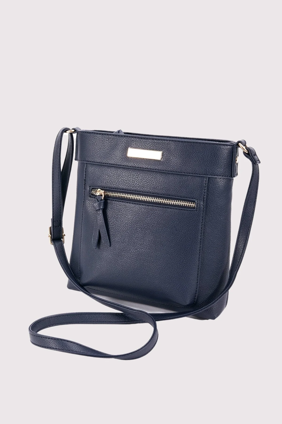 Classic Crossbody Front Zip Bag in Navy