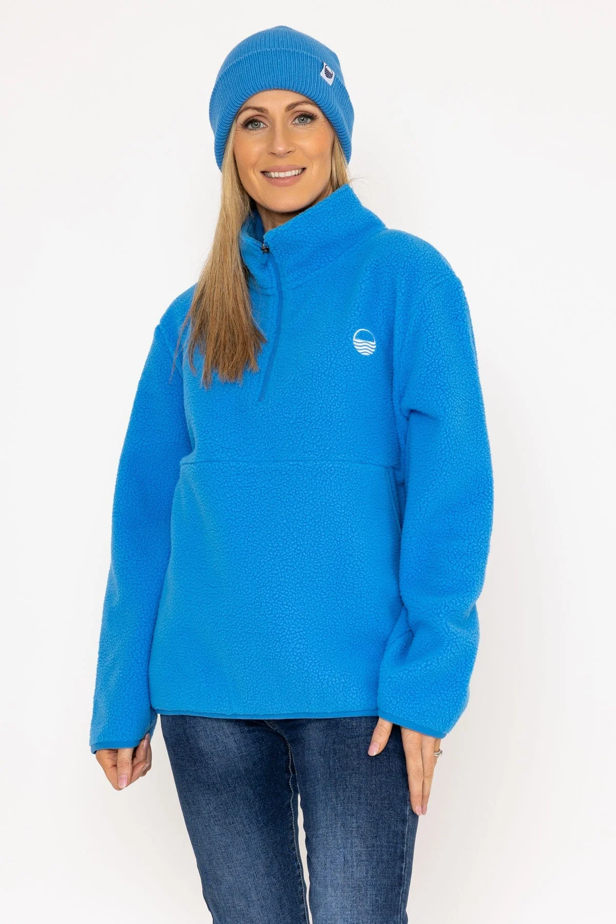 1/2 Zip Teddy Fleece in Blue