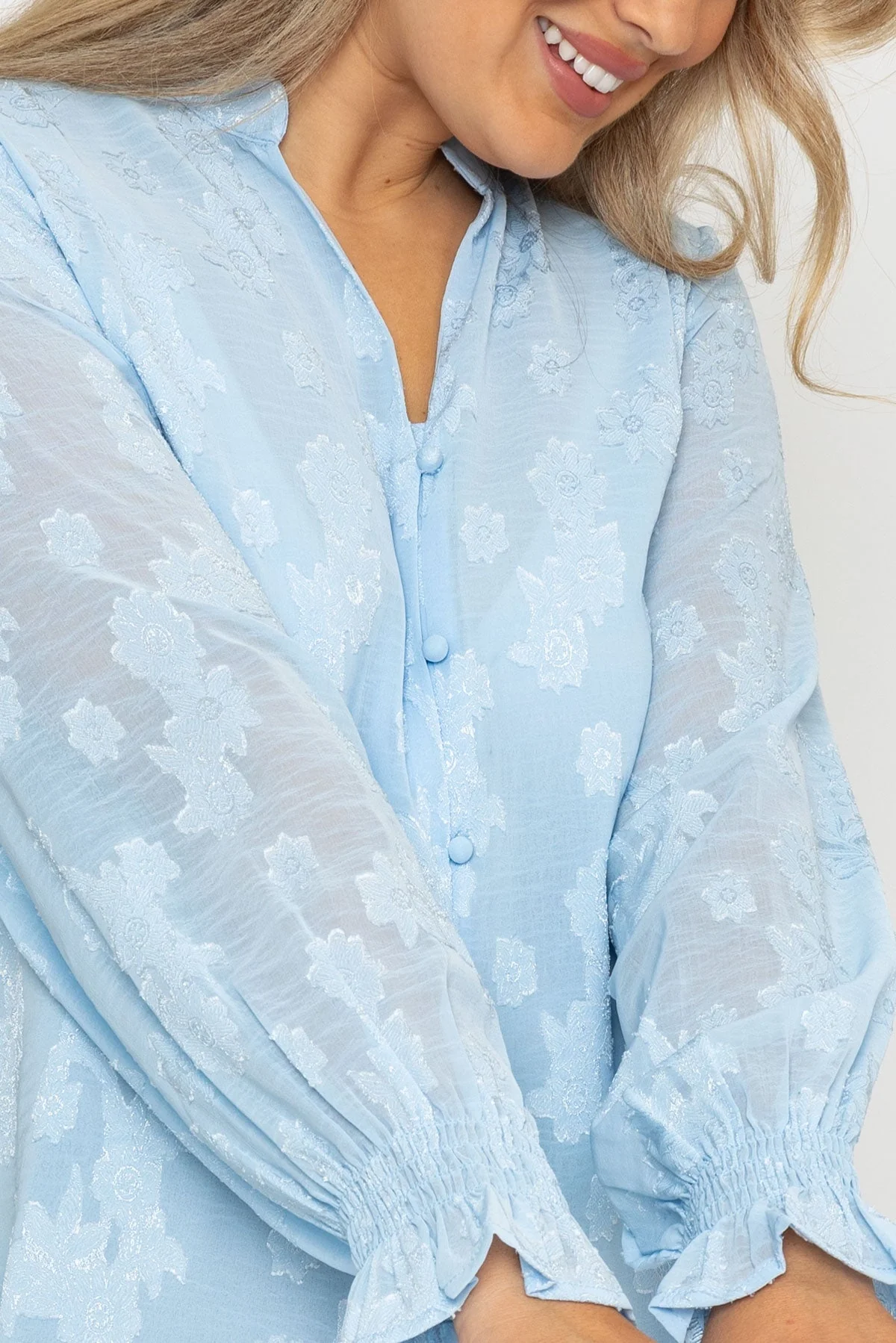 Long Sleeve Boho Blouse in Blue