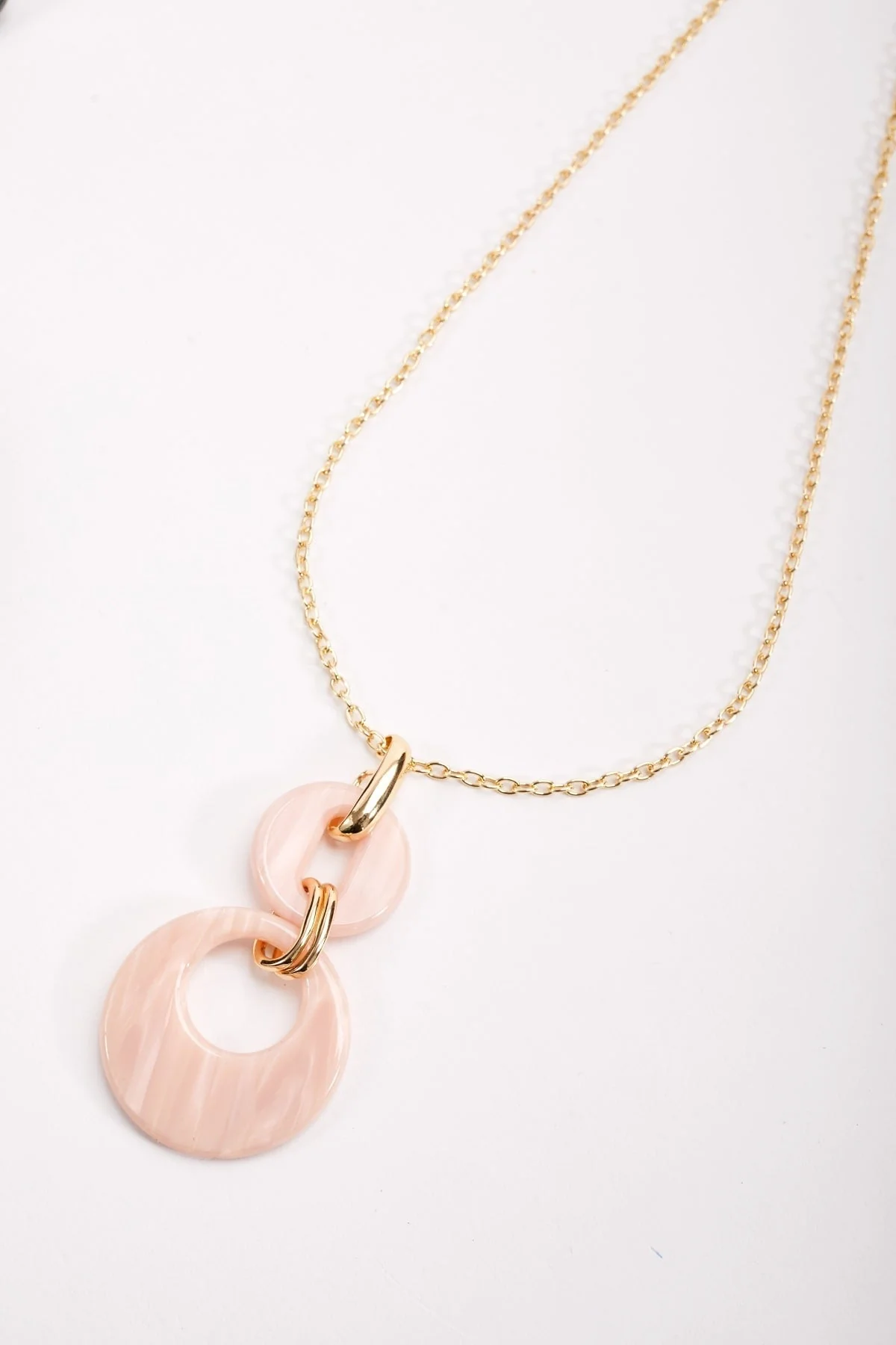 Pink Tortoise Drop Link Necklace