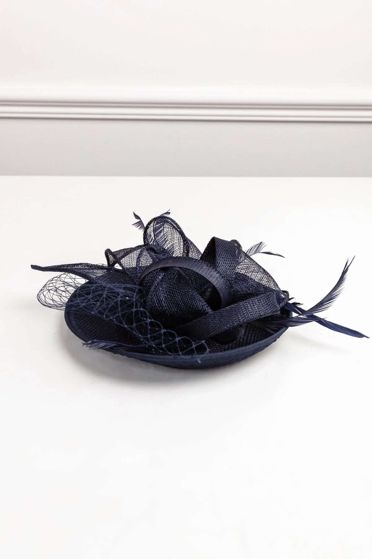 Net & Feather Fascinator in Navy