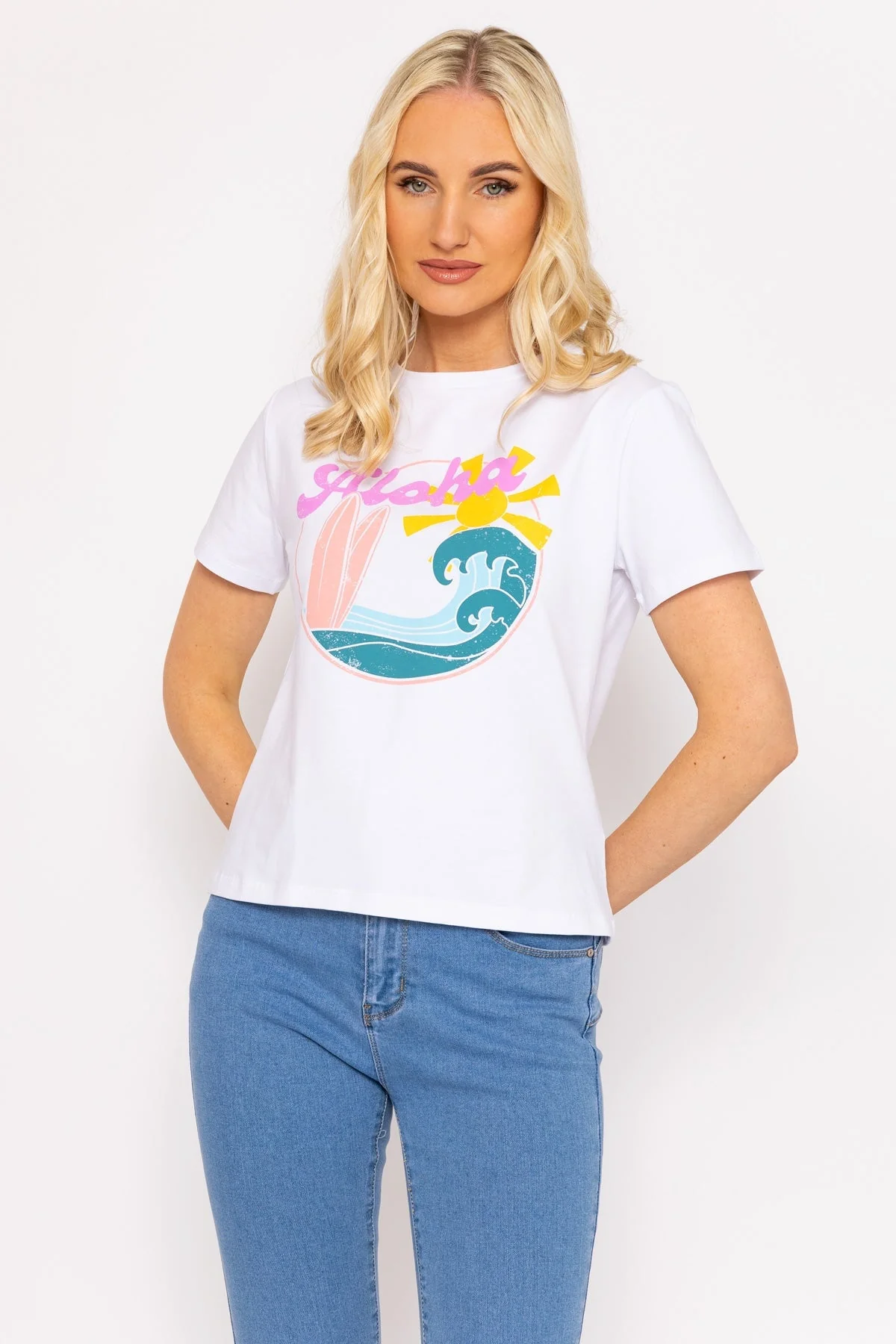 White Aloha Cotton T-Shirt