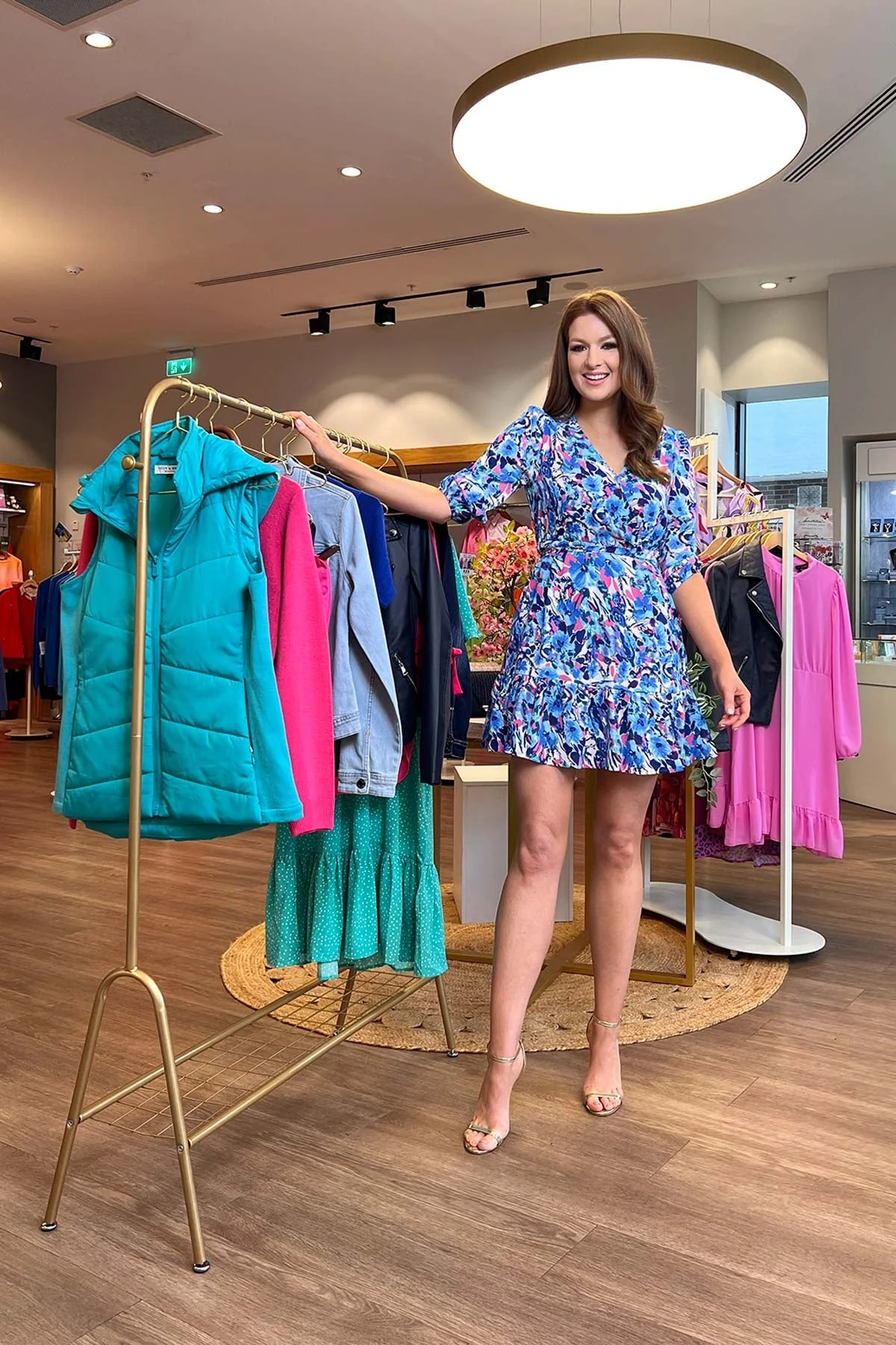 Ava Mini Dress in Blue Print