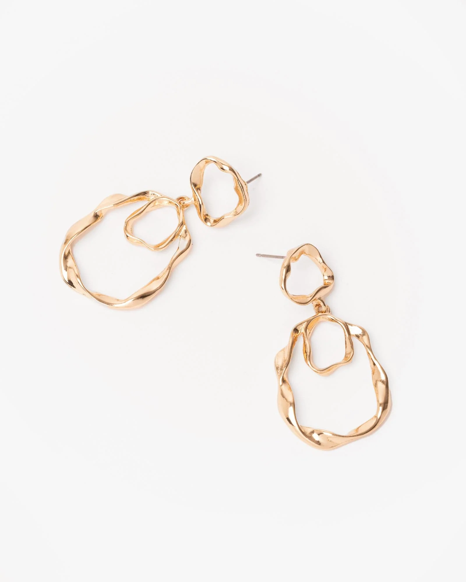 Gold Twisted Loops Drop Earrings
