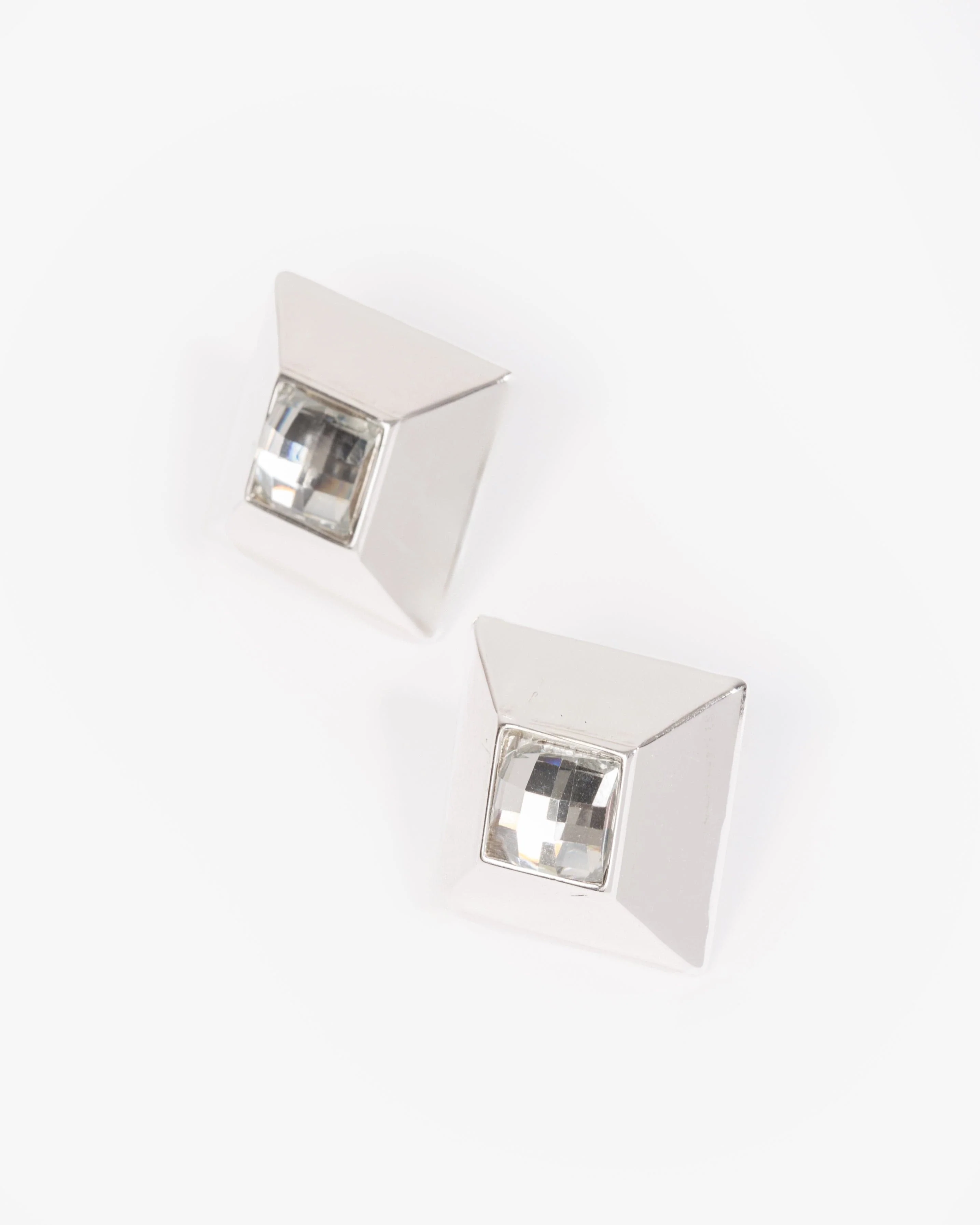 Silver Square Statement Stud Earrings